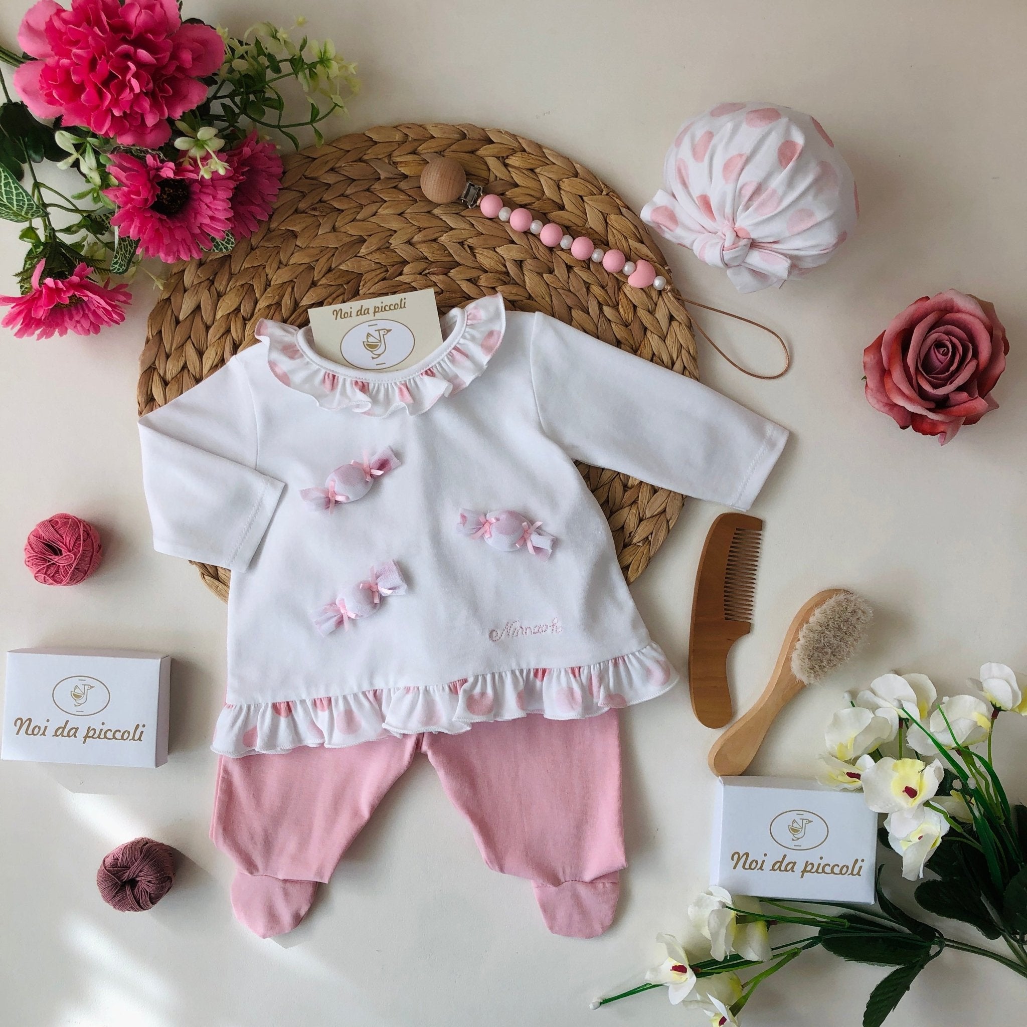 COMPLETO 2PZ ROSA IN COTONE CANDY - Noi da piccoli