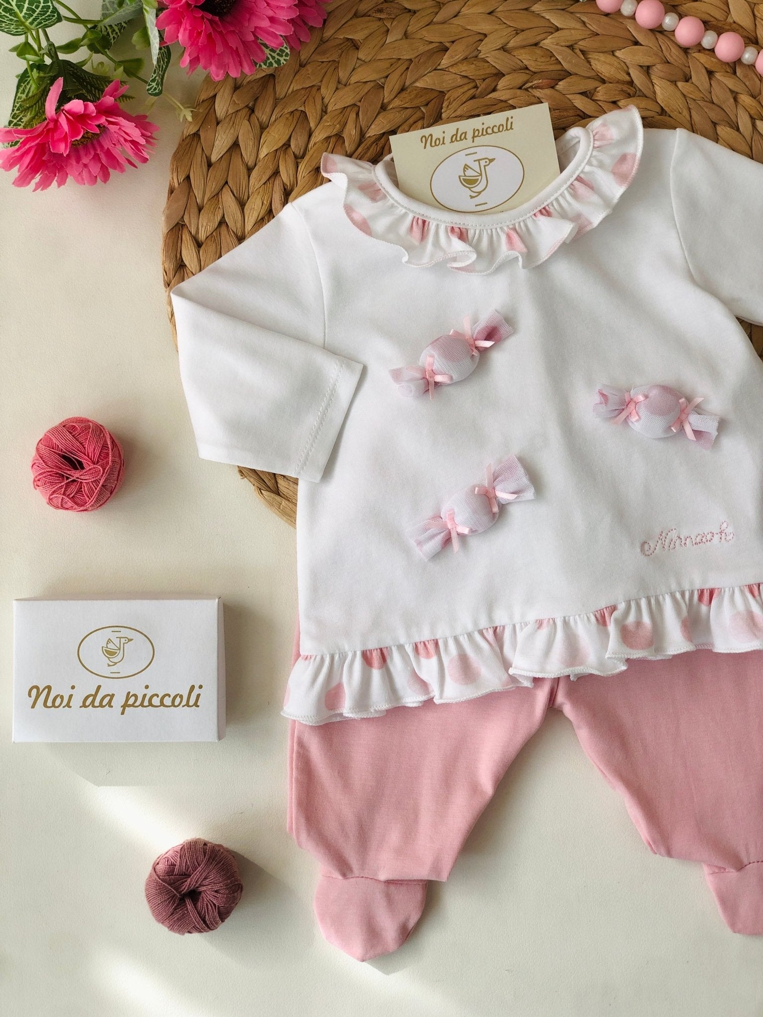 COMPLETO 2PZ ROSA IN COTONE CANDY - Noi da piccoli