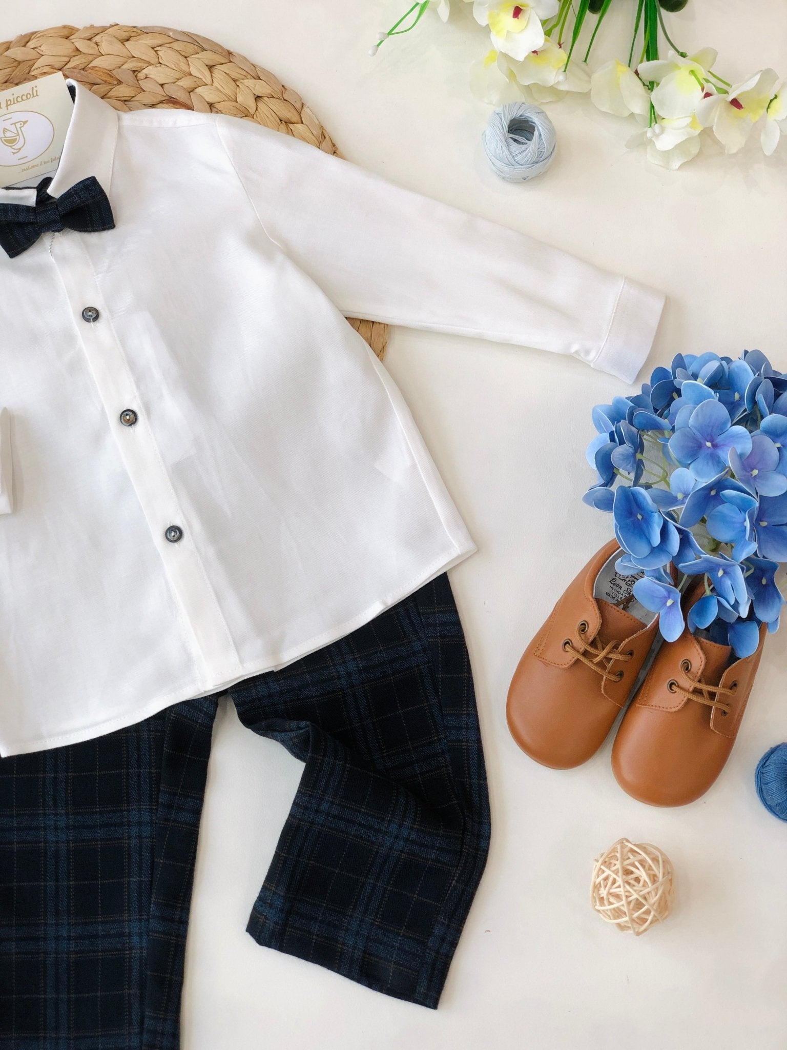 COMPLETO 3 PZ BLU NOTTE E DETTALI BEIGIE E AVION - Noi da piccoli