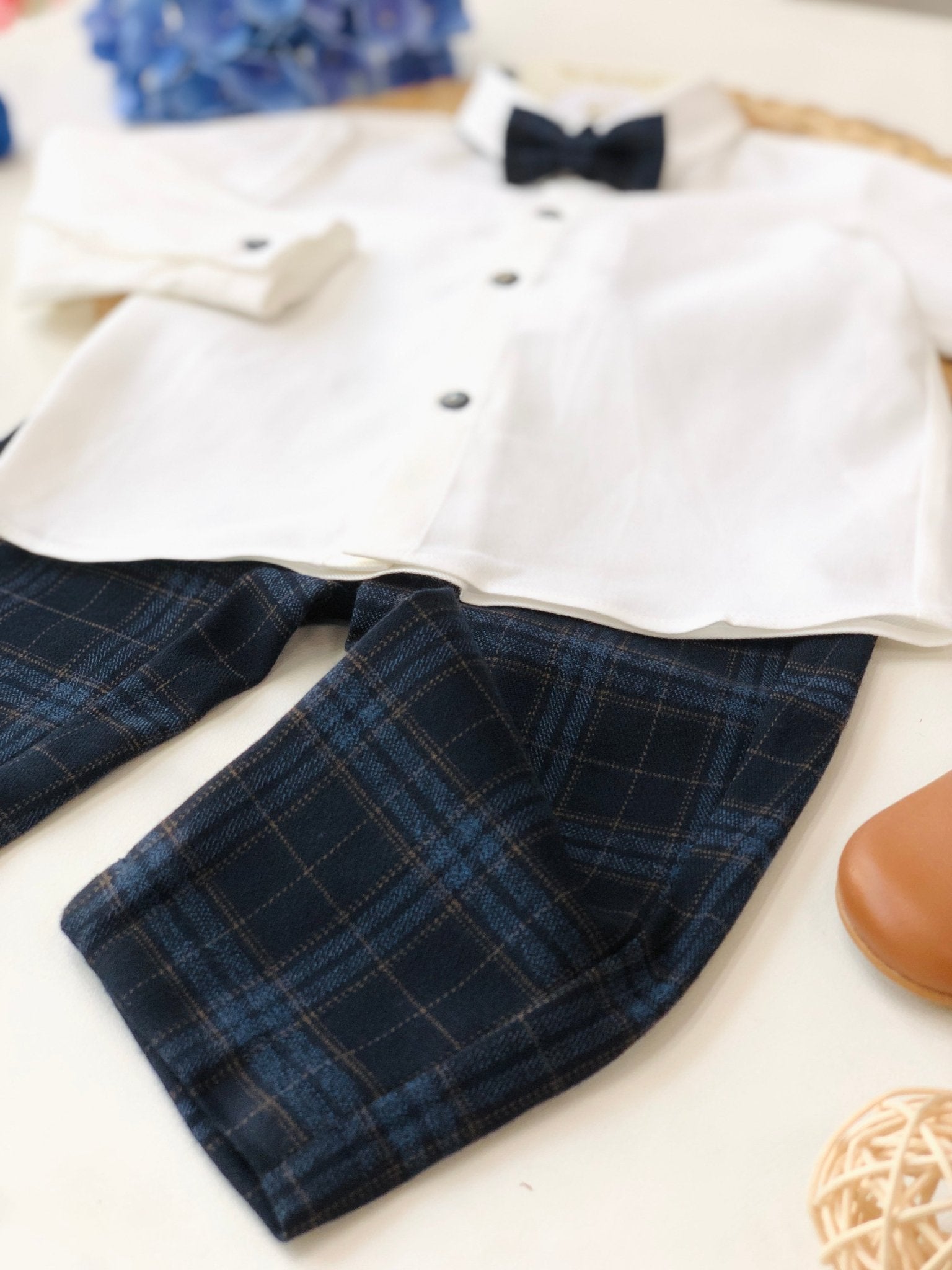 COMPLETO 3 PZ BLU NOTTE E DETTALI BEIGIE E AVION - Noi da piccoli