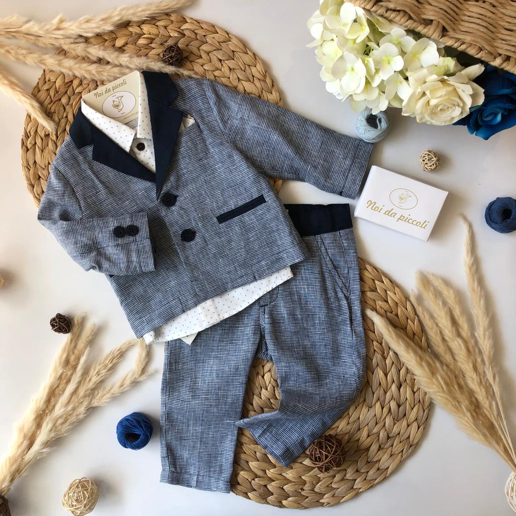 COMPLETO 3 PZ LINO/COTONE DENIM - Noi da piccoli