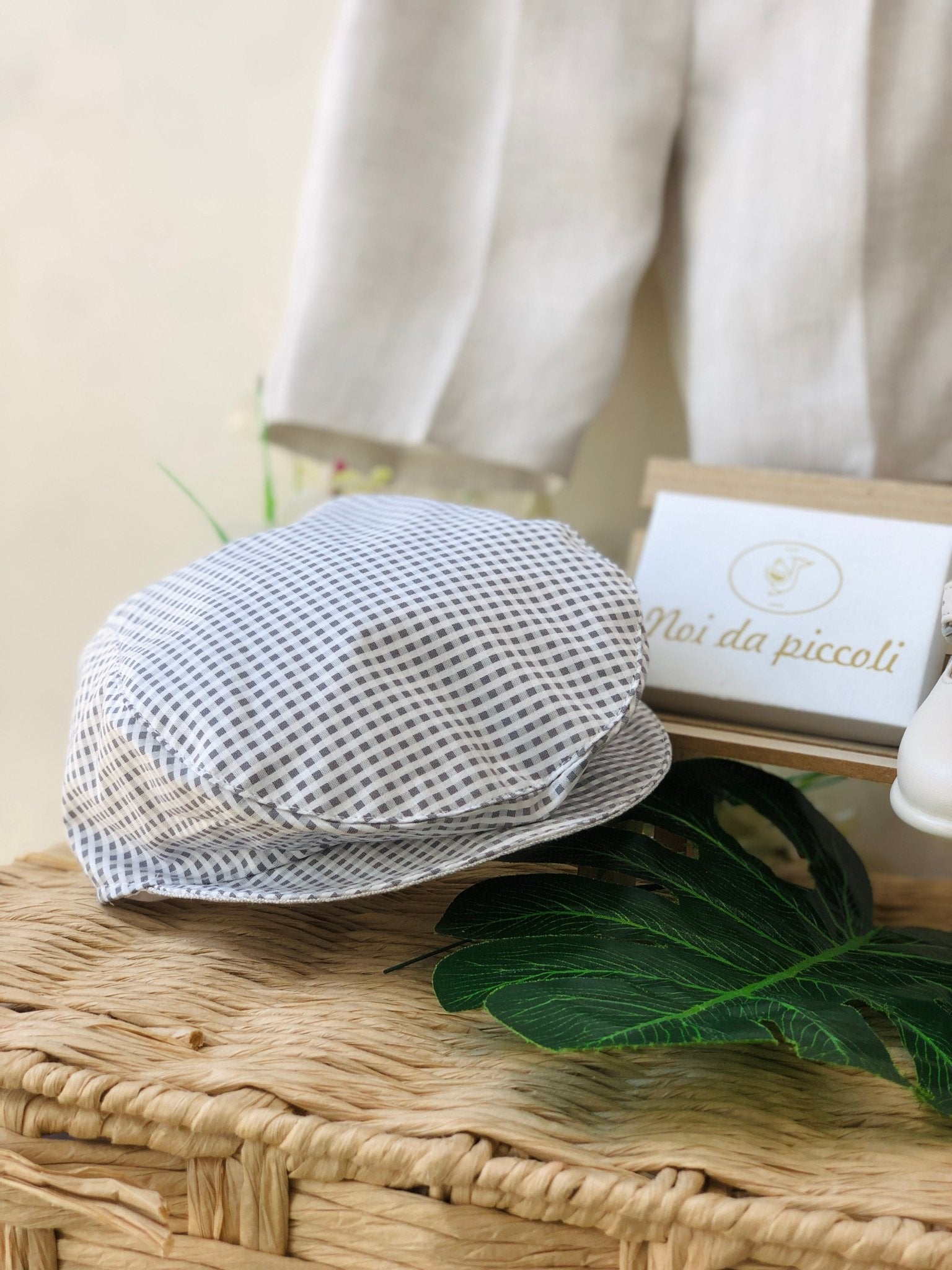 COMPLETO 4 PEZZI BIANCO GRIGIO DETTAGLIO QUADRETTI - Noi da piccoli