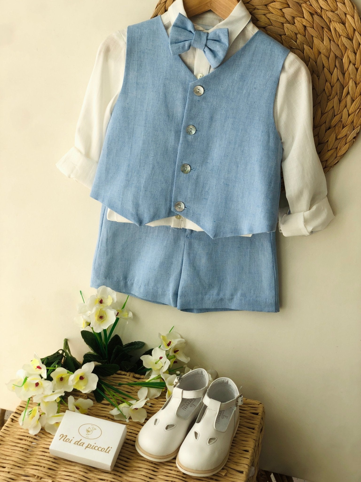 COMPLETO 4 PZ CARTA DA ZUCCHERO E BOTTONCINI MADRE PERLA - Noi da piccoli