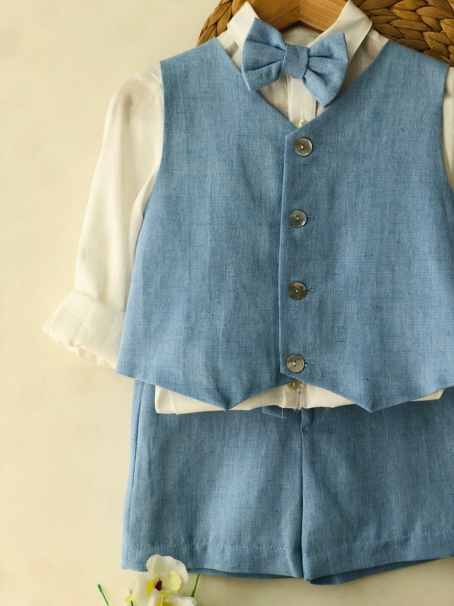 COMPLETO 4 PZ CARTA DA ZUCCHERO E BOTTONCINI MADRE PERLA - Noi da piccoli