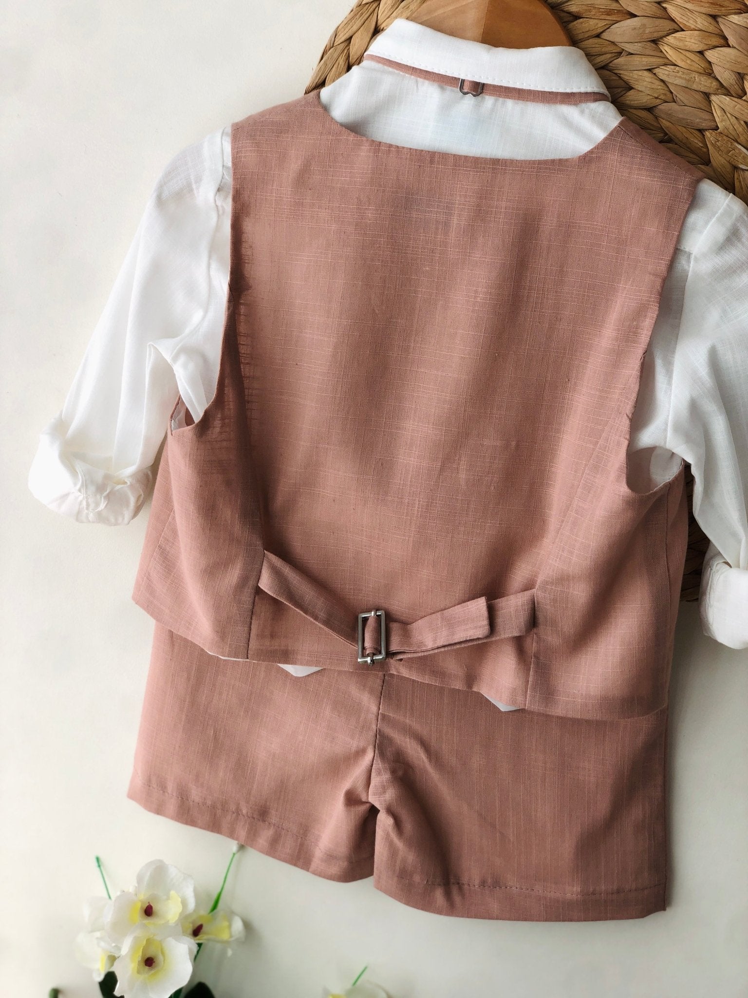 COMPLETO 4 PZ ROSA MATTONE E BOTTONCINI MADRE PERLA - Noi da piccoli