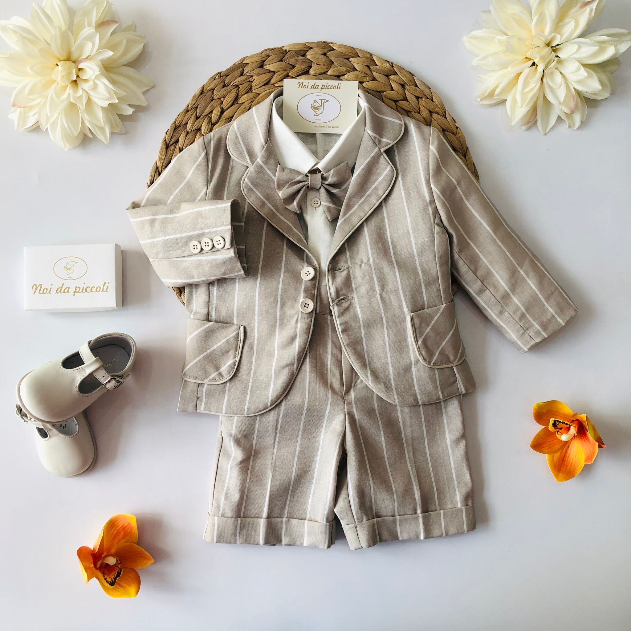 COMPLETO 4PZ BEIGE E BIANCO - Noi da piccoli