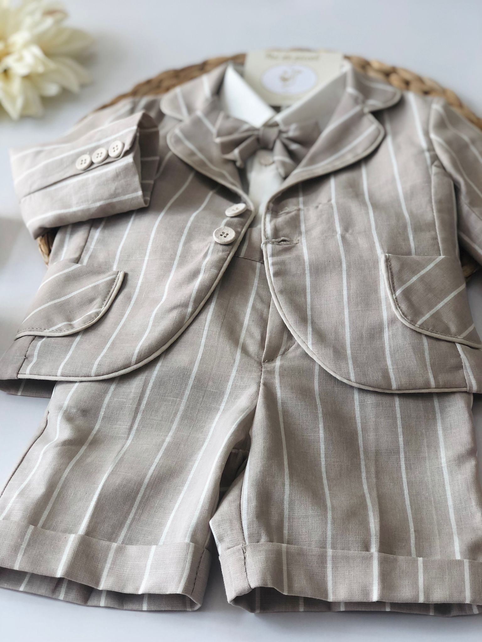 COMPLETO 4PZ BEIGE E BIANCO - Noi da piccoli