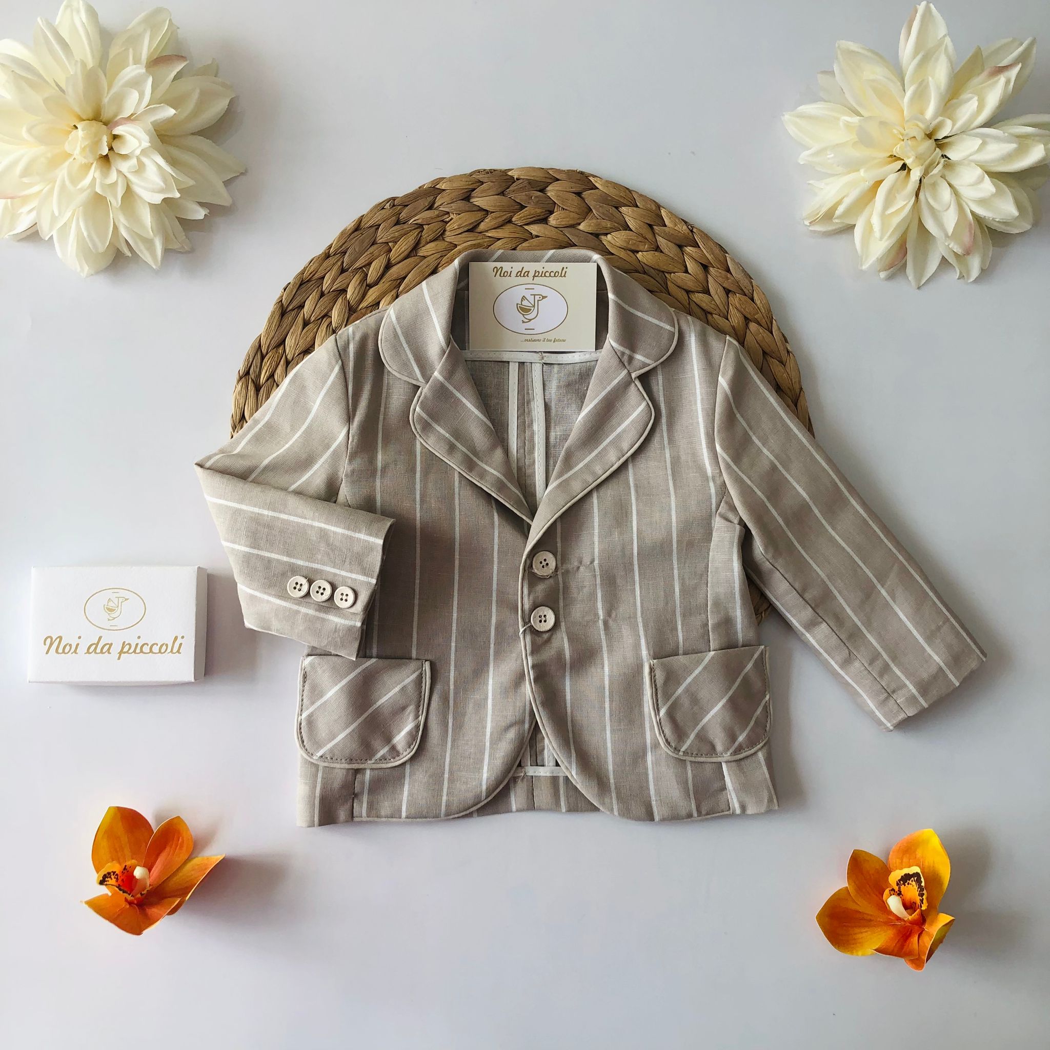 COMPLETO 4PZ BEIGE E BIANCO - Noi da piccoli