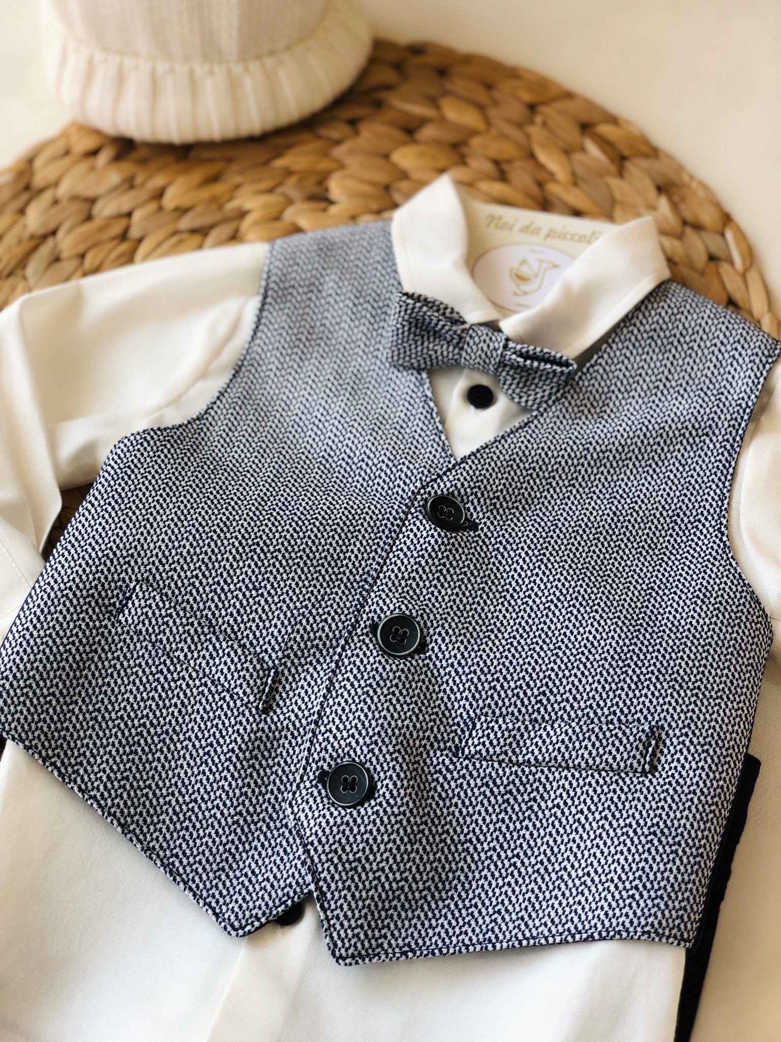 COMPLETO 4PZ BLU NAVI GILET A CONTRASTO - Noi da piccoli