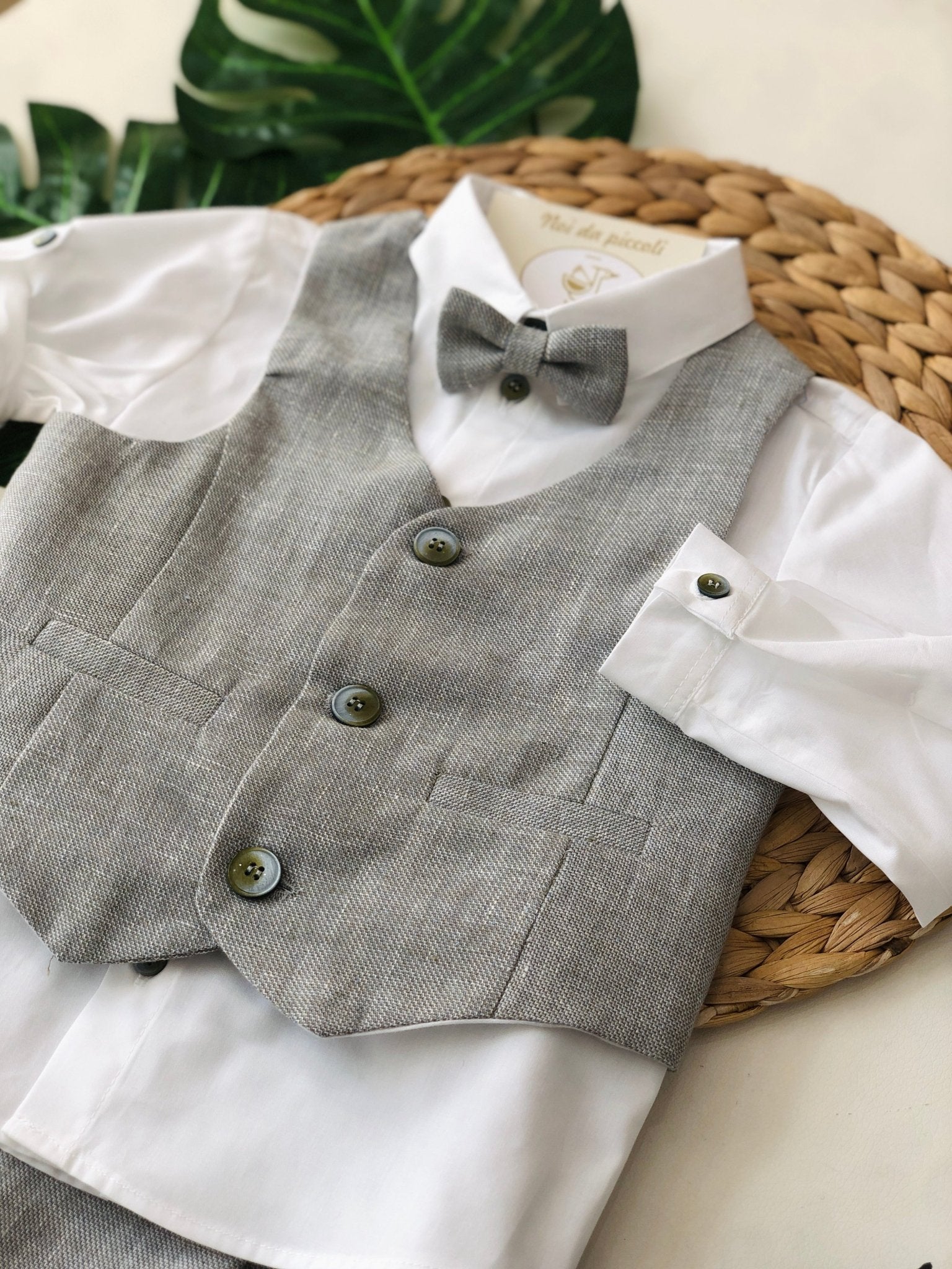 COMPLETO 4PZ GRIGIO PERLA COTONE - Noi da piccoli