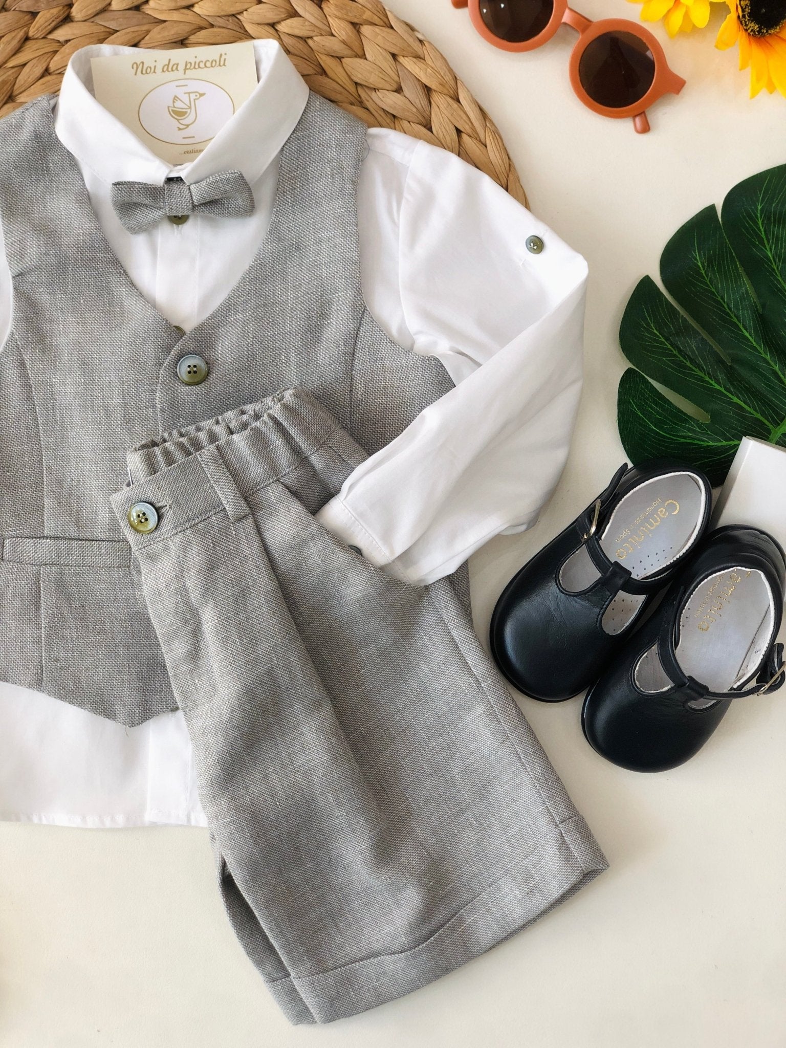 COMPLETO 4PZ GRIGIO PERLA COTONE - Noi da piccoli