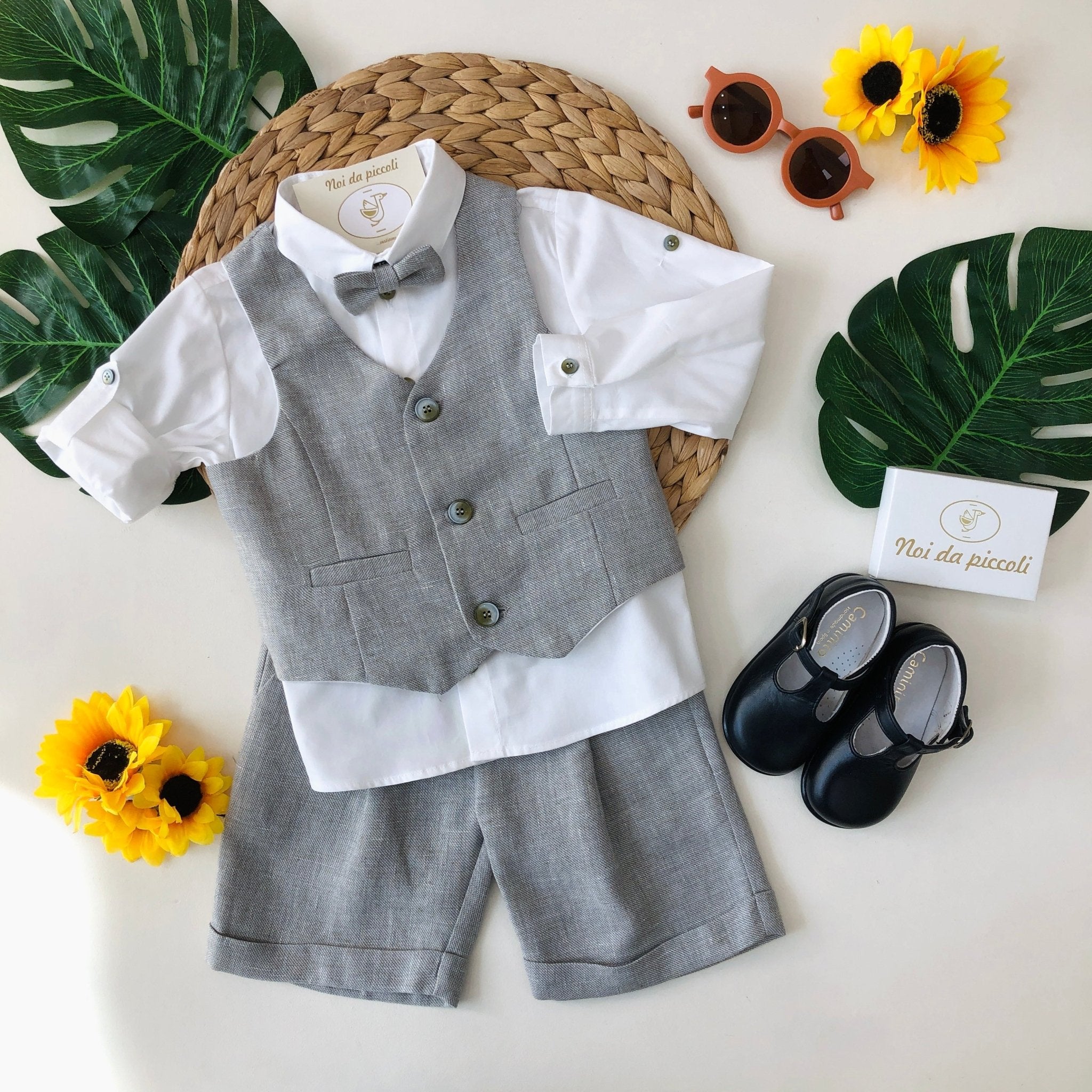 COMPLETO 4PZ GRIGIO PERLA COTONE - Noi da piccoli