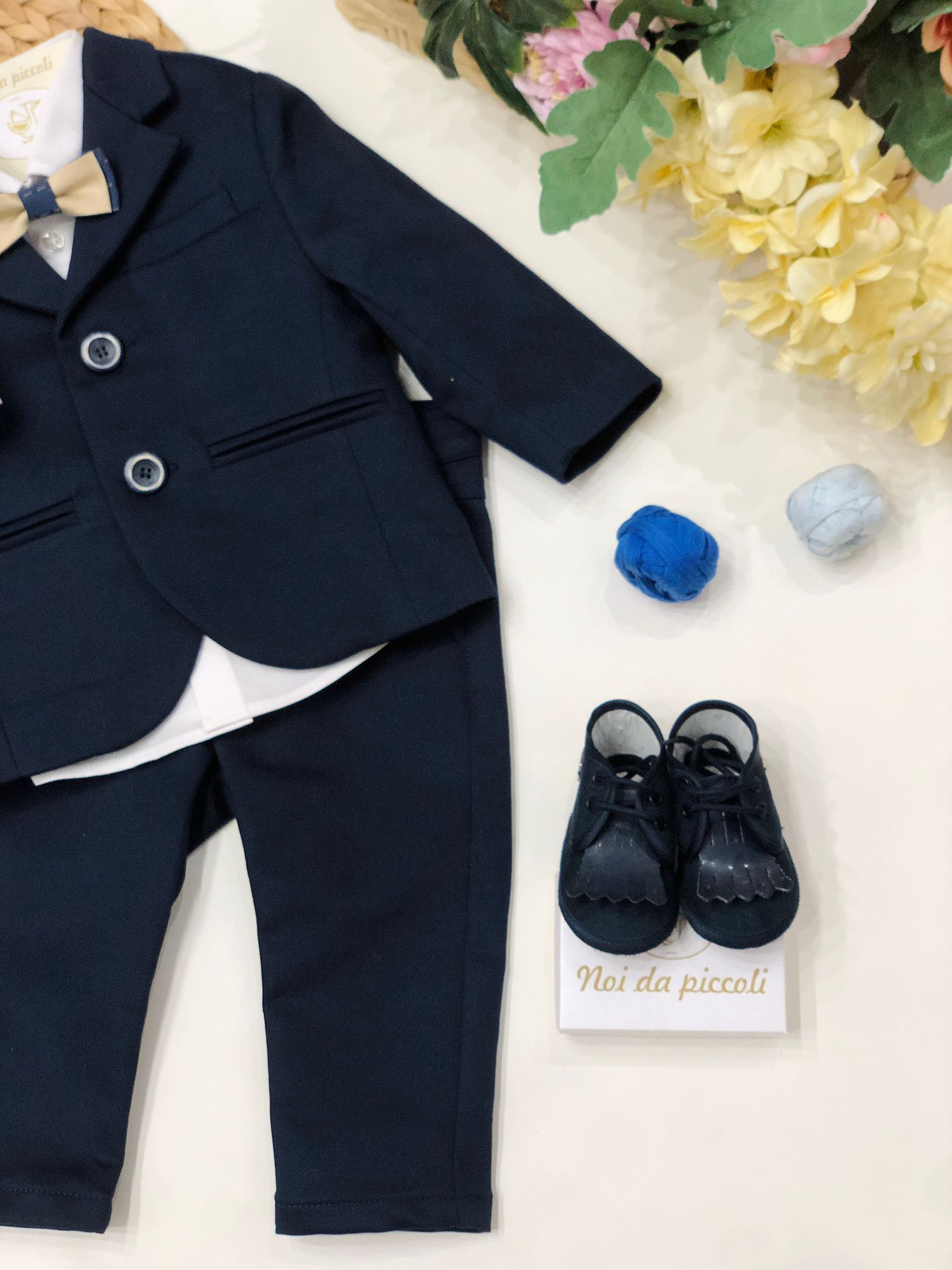 COMPLETO BLU CON DETTAGLI BEIGE - Noi da piccoli