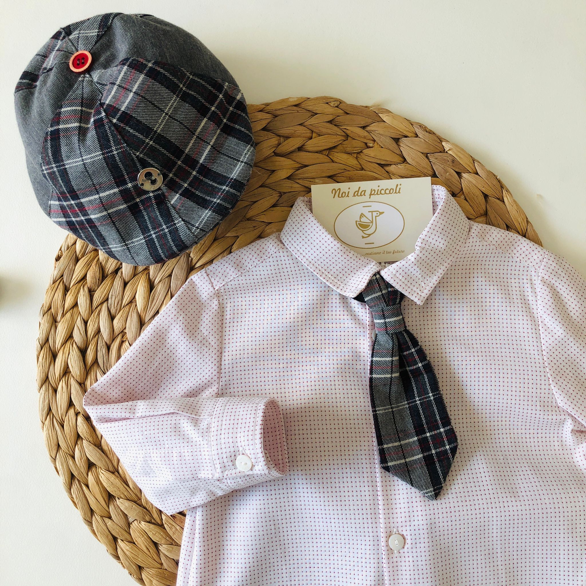 COMPLETO QUADRI RED E GREY - Noi da piccoli