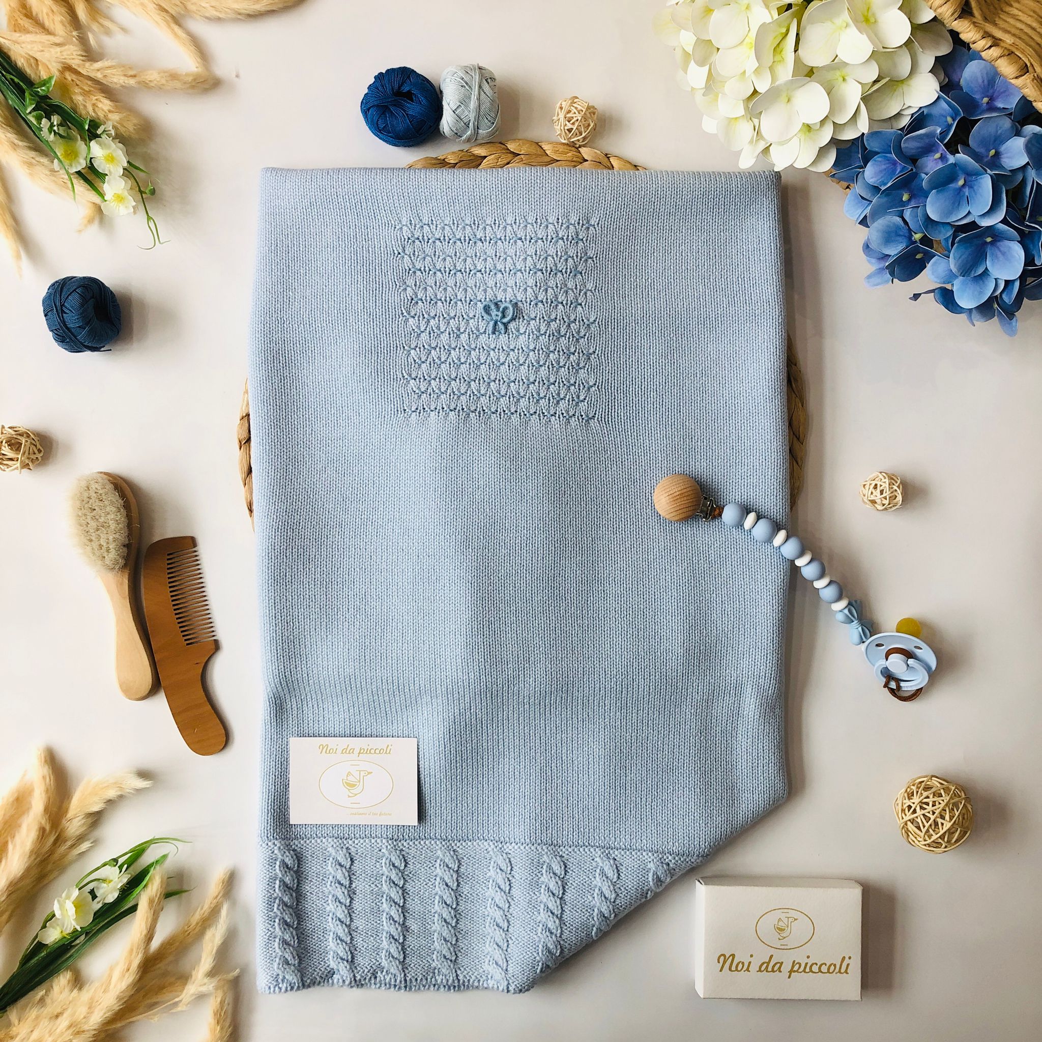 COORDINATO CIELO IN 100% LANA CON COMPLETO 2PZ - Noi da piccoli