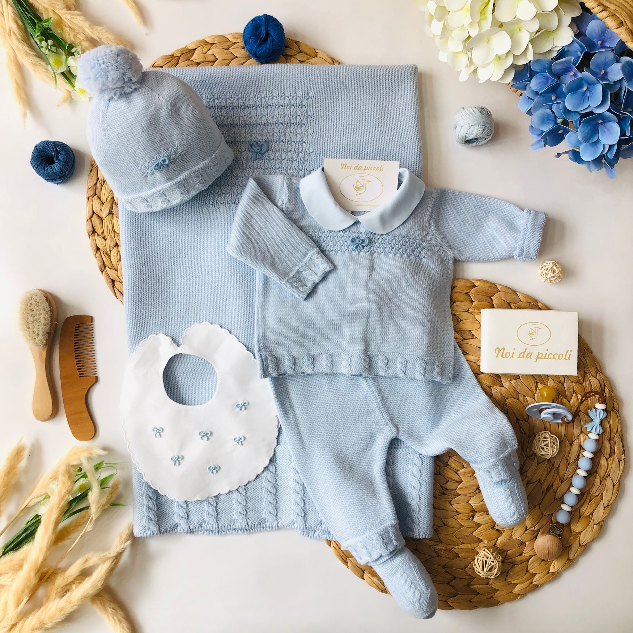 COORDINATO CIELO IN 100% LANA CON COMPLETO 2PZ - Noi da piccoli