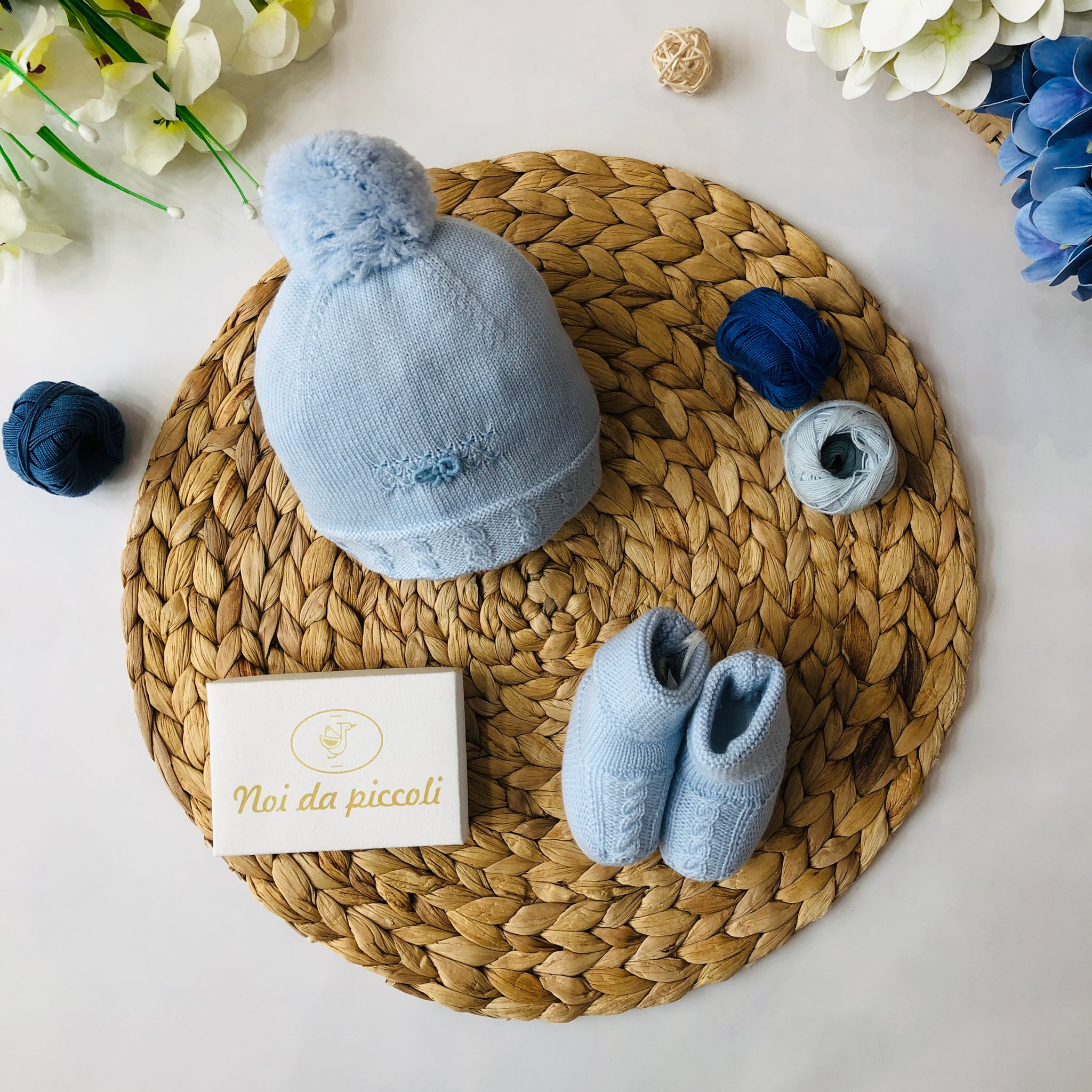 COORDINATO CIELO IN 100% LANA CON COMPLETO 2PZ - Noi da piccoli