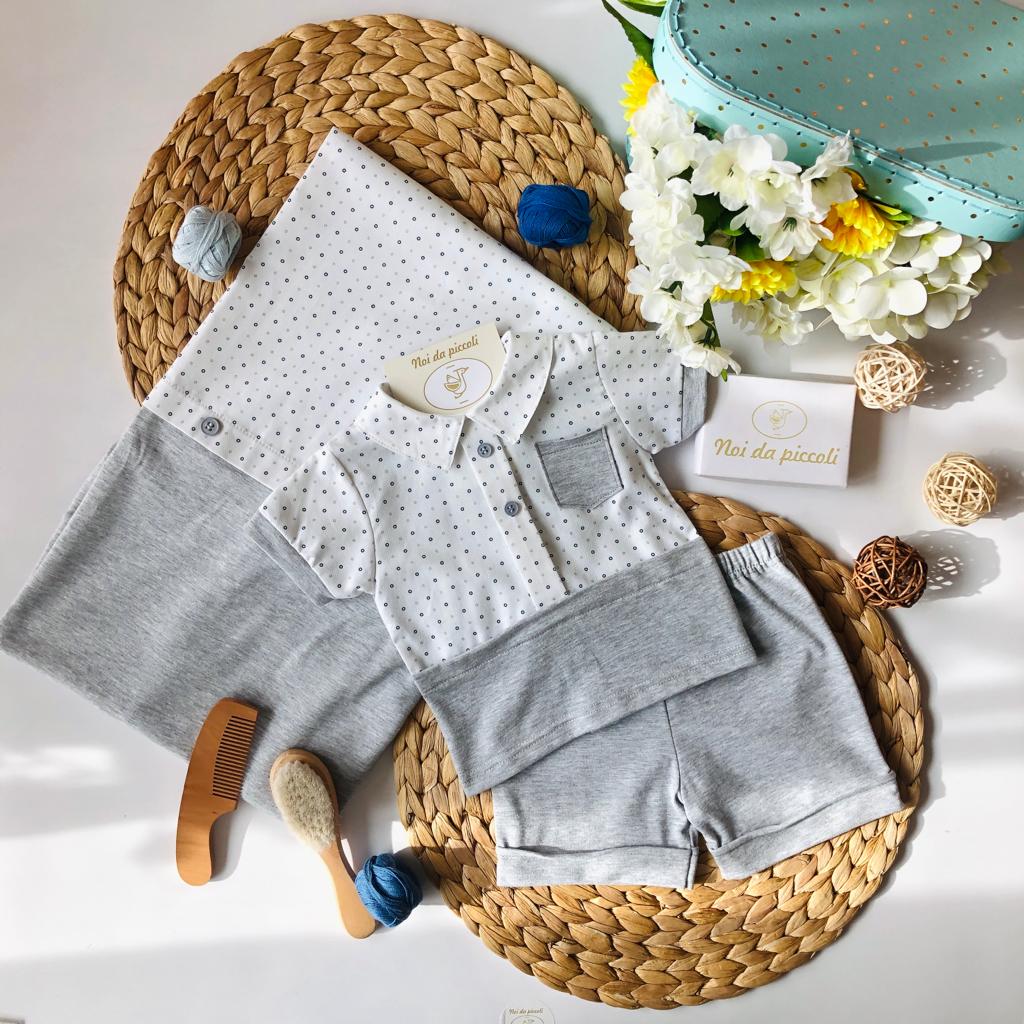 COORDINATO CON COMPLETO 2PZ CORTO GREY - Noi da piccoli