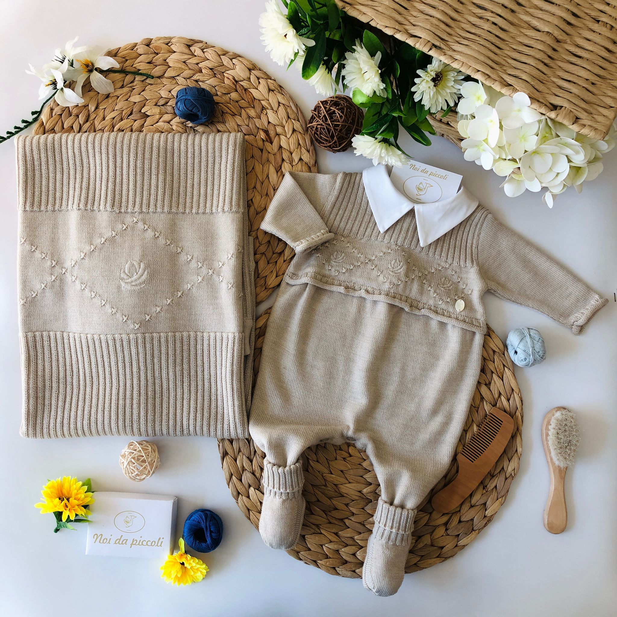 COORDINATO IN 100% LANA CON TUTINA AVORIO SWAROSKY - Noi da piccoli