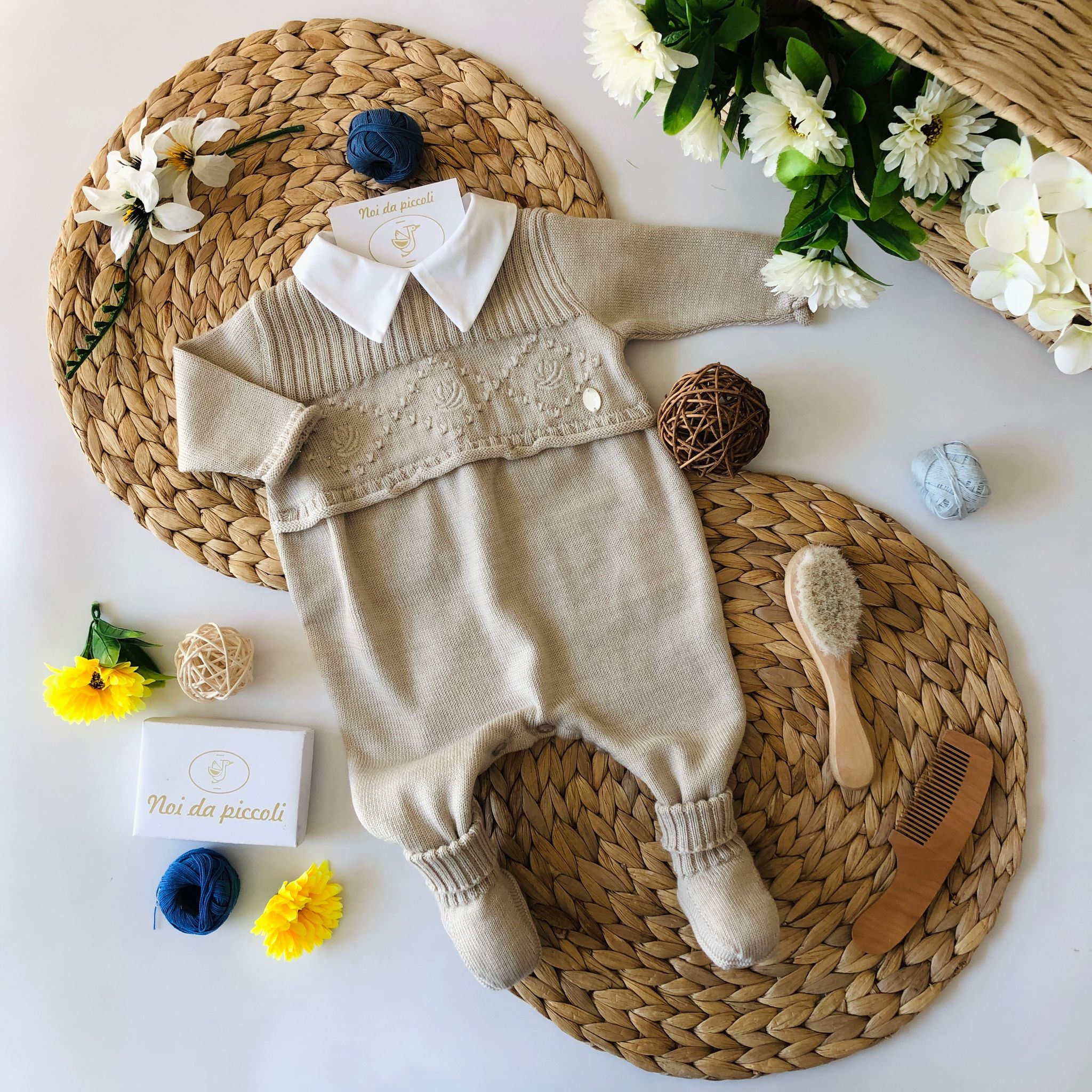 COORDINATO IN 100% LANA CON TUTINA AVORIO SWAROSKY - Noi da piccoli