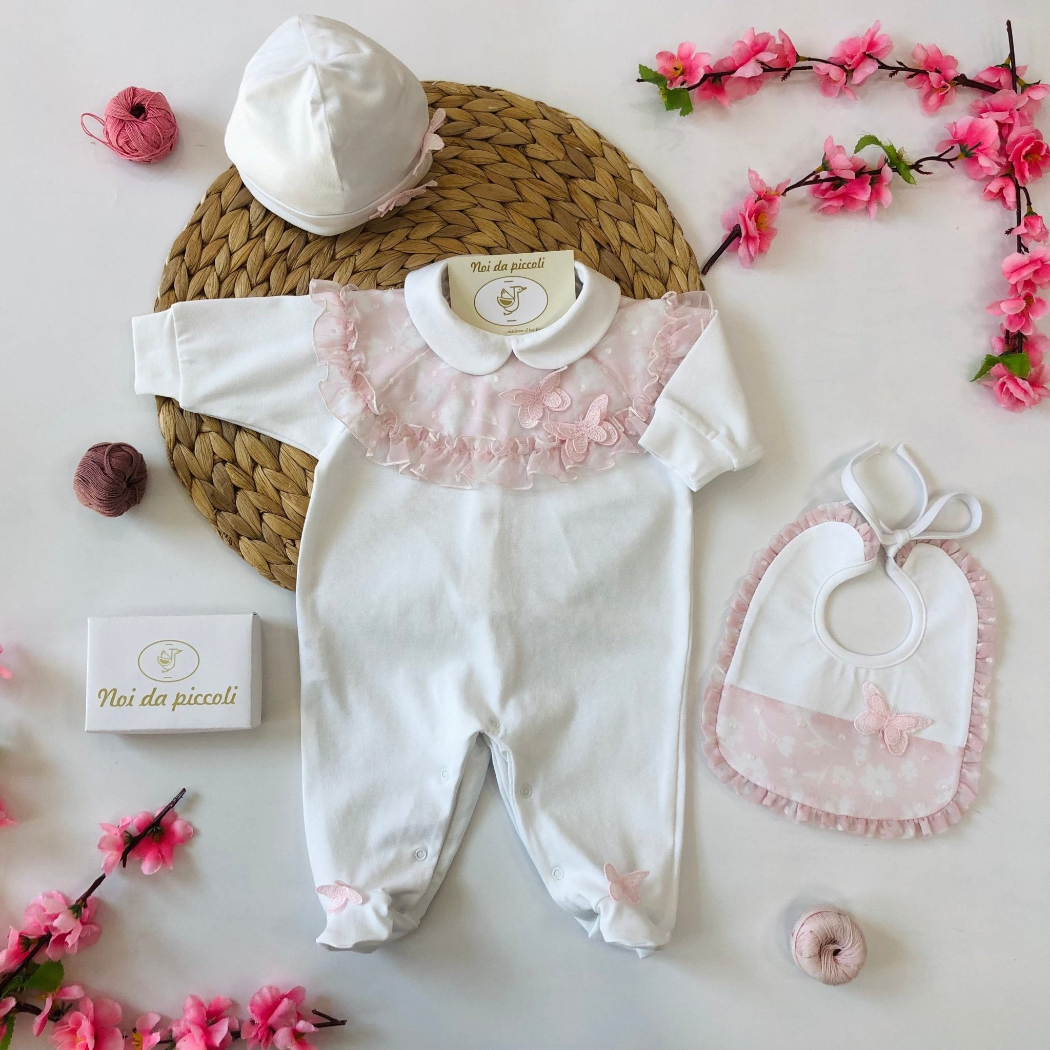 COORDINATO IN COTONE CON TUTINA FARFALLA E ORGANZA - Noi da piccoli