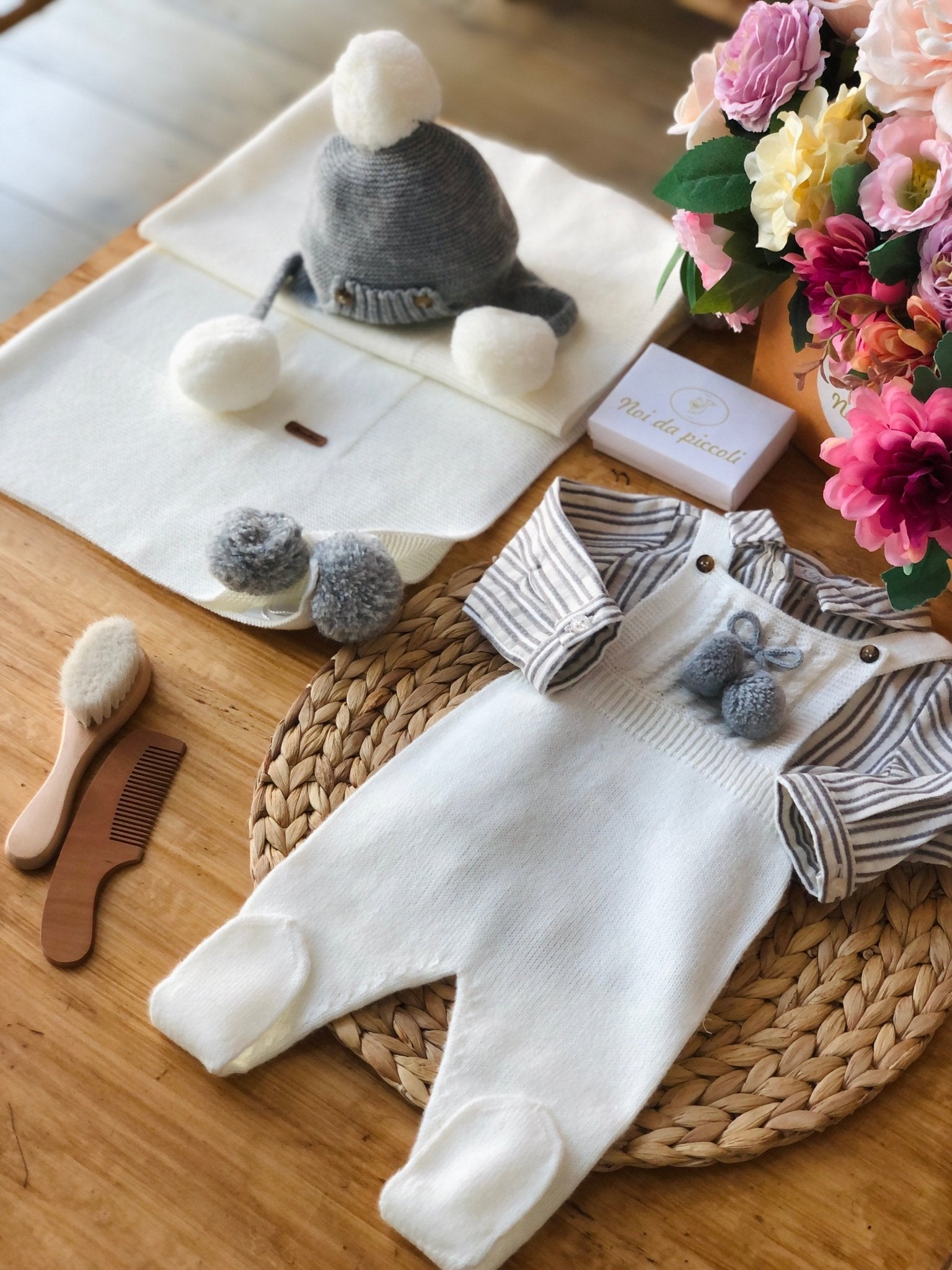 COPERTINA E SALOPETTE CON CAMICINA GREY/BIANCO - Noi da piccoli