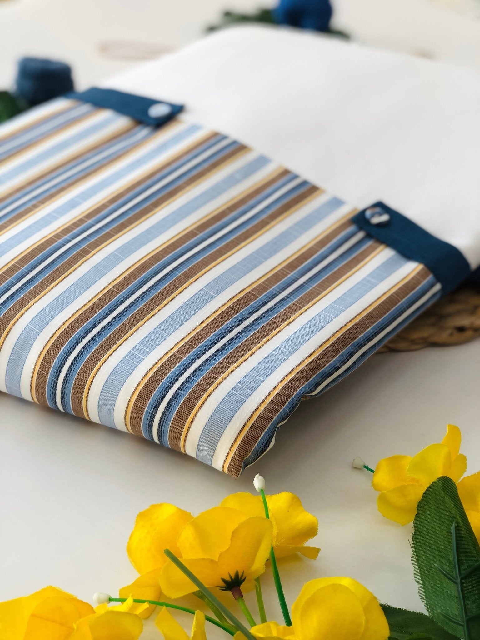 COPERTINA SFODERABILE MILLERIGHE BLU E BEIGE - Noi da piccoli