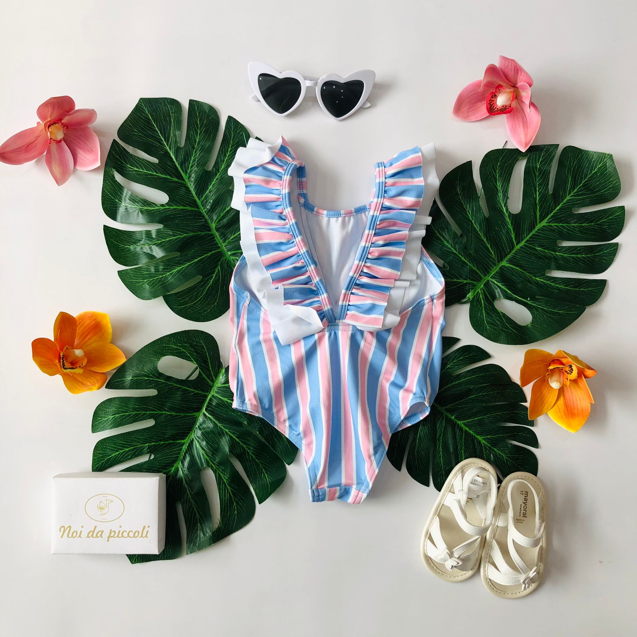 COSTUME INTERO RIGHE POLVERE E ROSA - Noi da piccoli