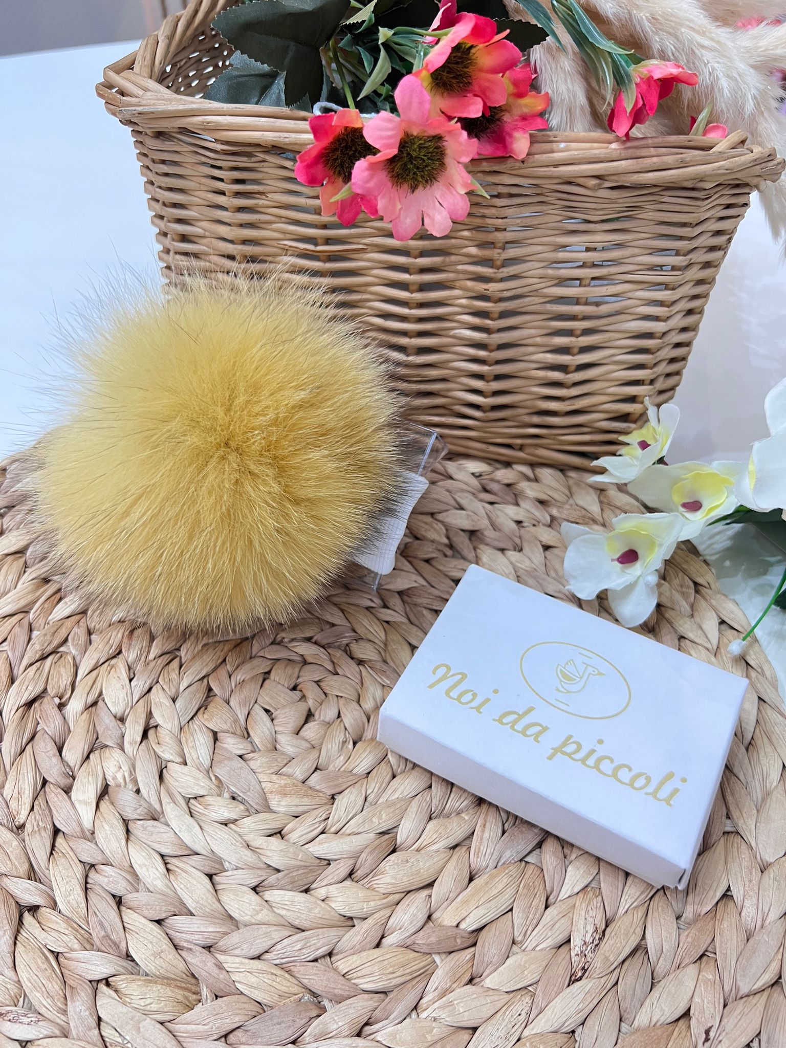 FASCIA PON POM SENAPE - Noi da piccoli