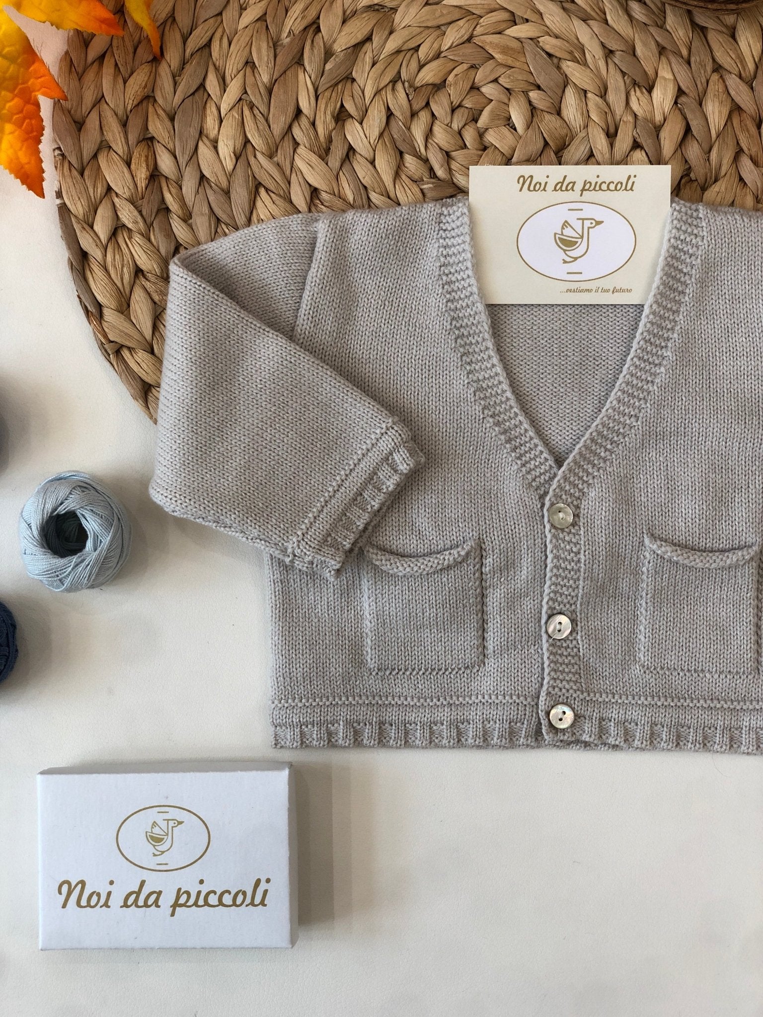 GOLFINO BEIGE ORLATO QUADRETTI CALDO - Noi da piccoli