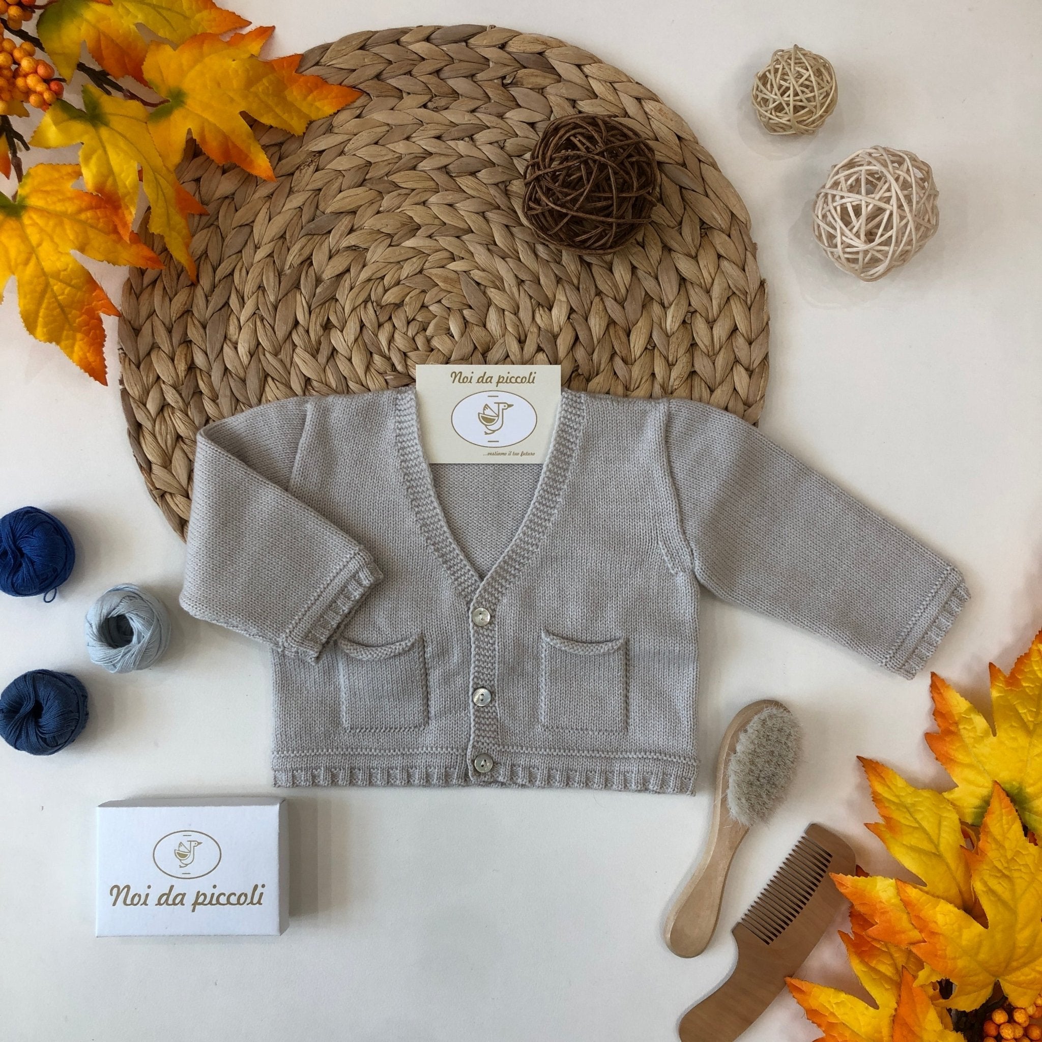 GOLFINO BEIGE ORLATO QUADRETTI CALDO - Noi da piccoli