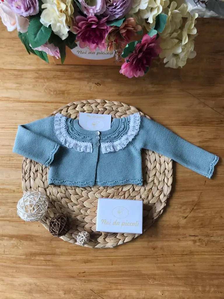 GOLFINO CON COLLETTO IN PIZZO PETROLIO - Noi da piccoli