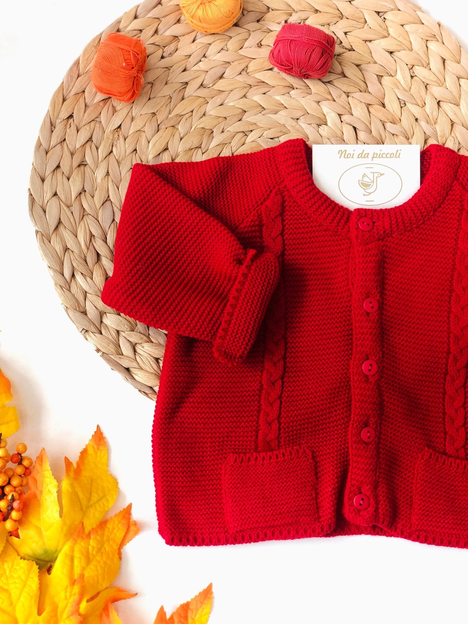 GOLFINO FILO CALDO COTONE ROSSO TRECCE - Noi da piccoli