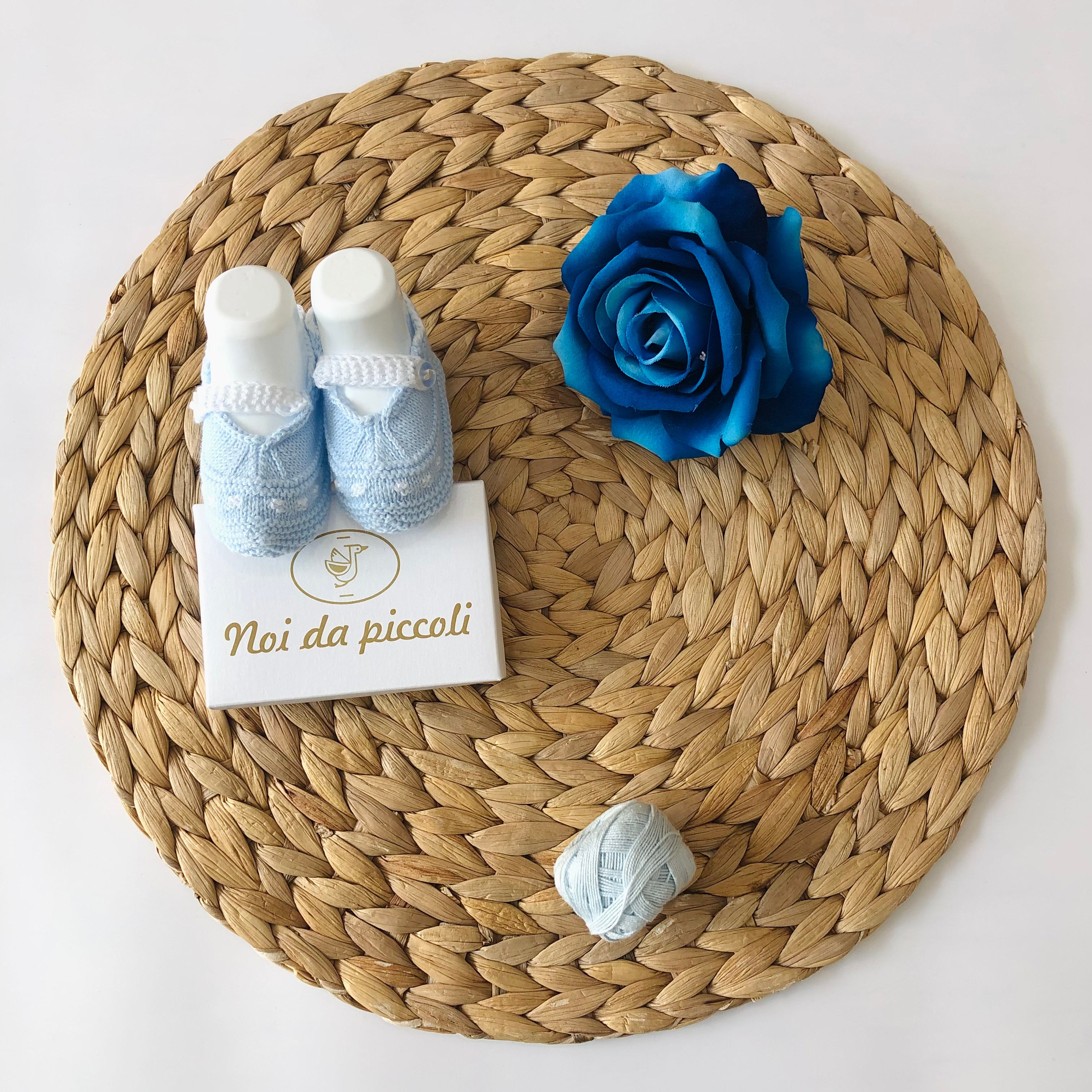 BABBUCCE IN FILO CELESTE E BIANCO