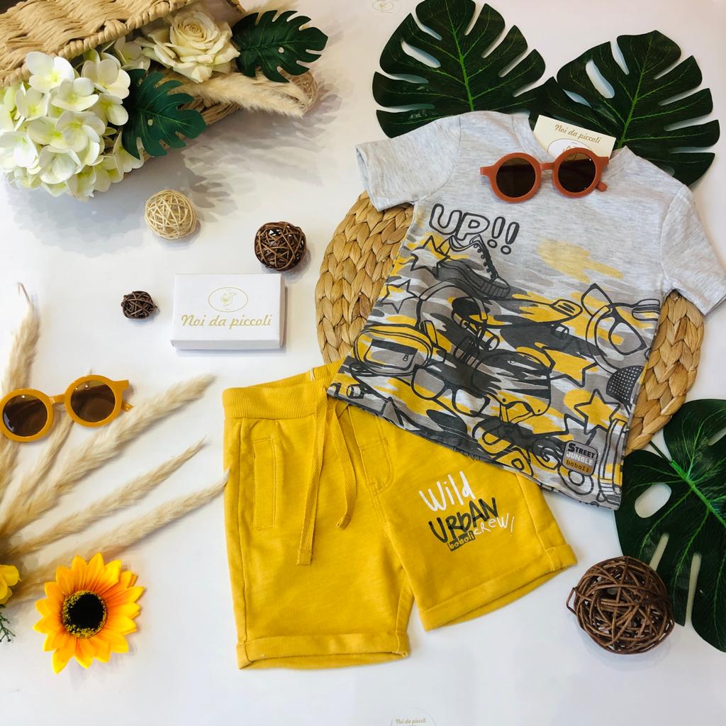 MAGLIA CON SHORT SENAPE/GREY - Noi da piccoli