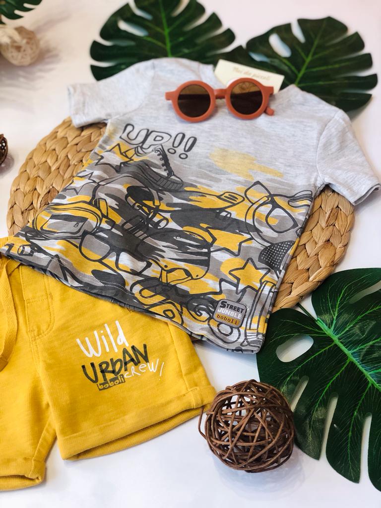 MAGLIA CON SHORT SENAPE/GREY - Noi da piccoli