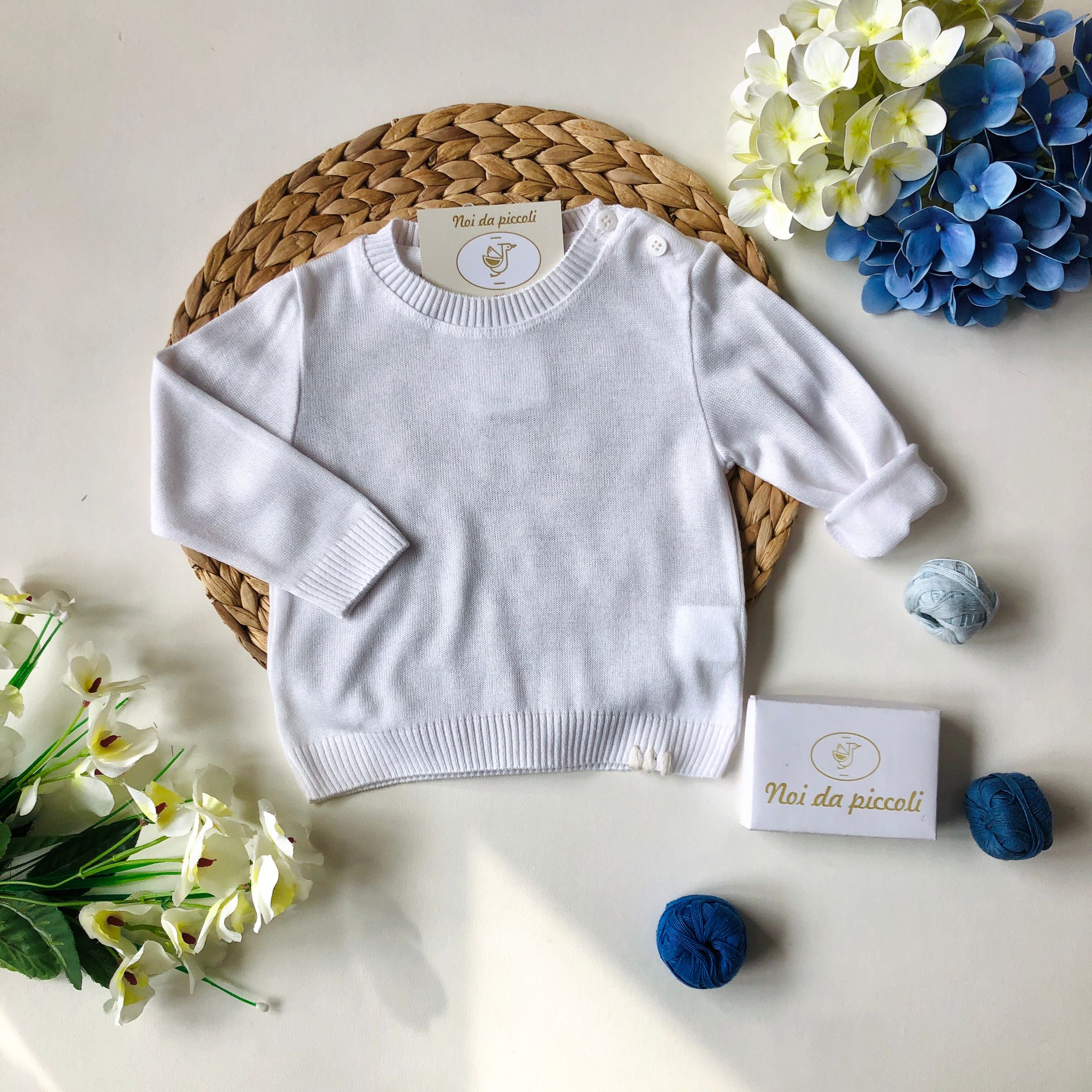 MAGLIOCINO IN COTONE BIANCO - Noi da piccoli