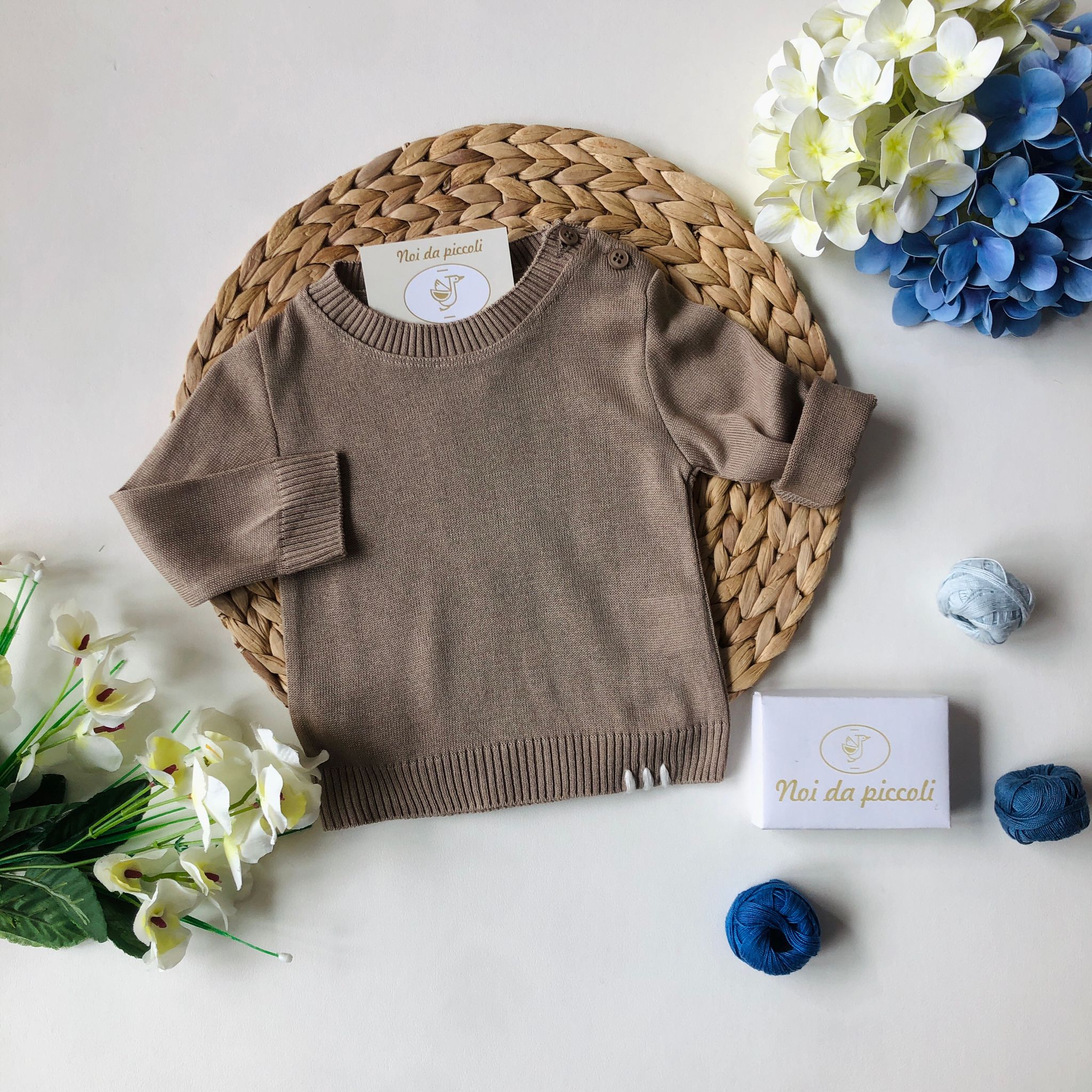 MAGLIOCINO IN COTONE NOCCIOLA - Noi da piccoli