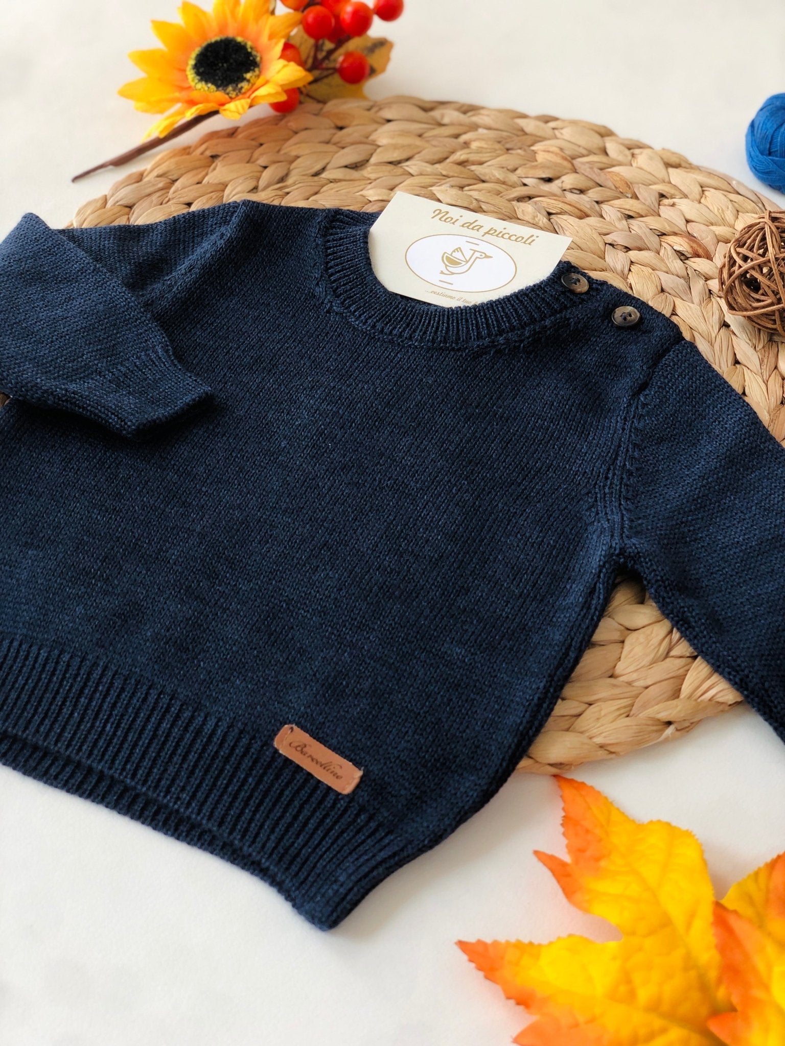 MAGLIONCINO BLU GIRO COLLO LANA IN VERGINE - Noi da piccoli