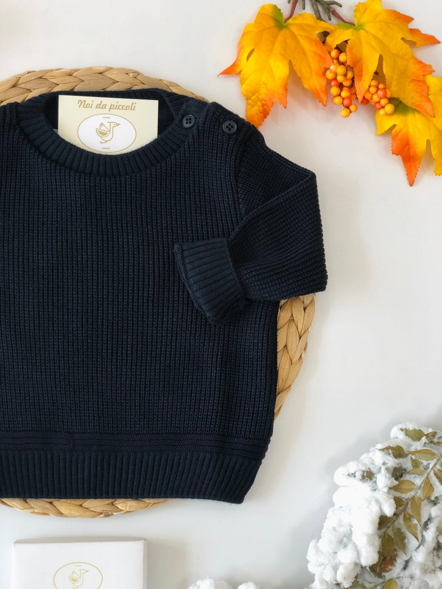 MAGLIONCINO GIROCOLLO MISTO LANA BLU - Noi da piccoli