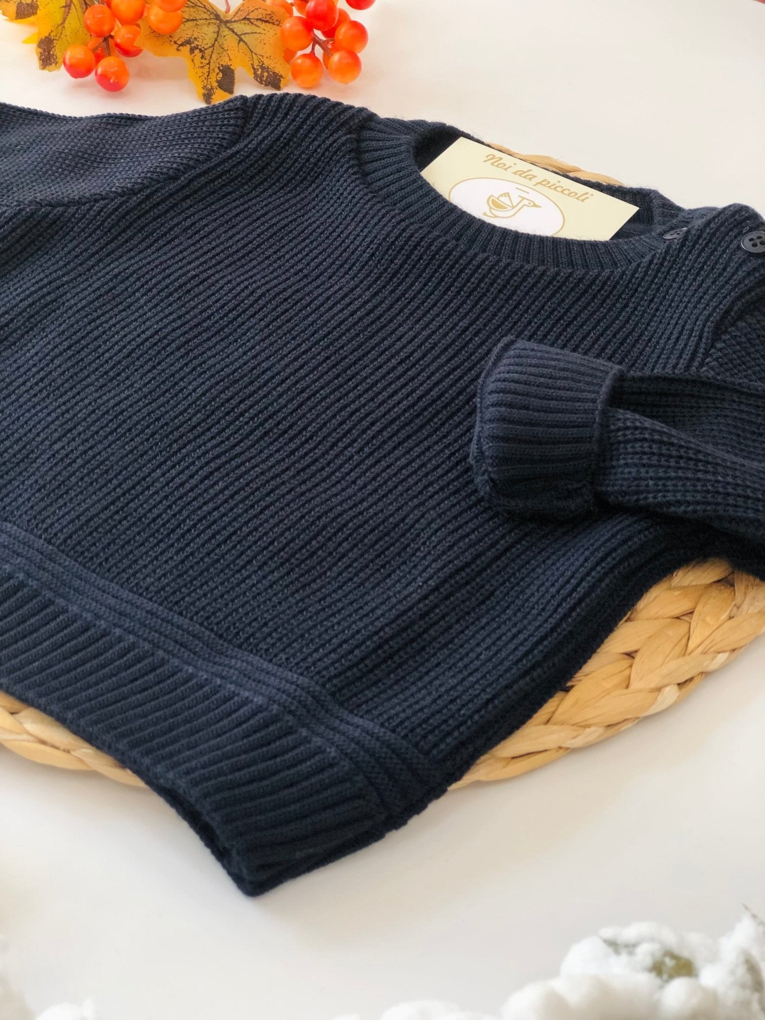 MAGLIONCINO GIROCOLLO MISTO LANA BLU - Noi da piccoli