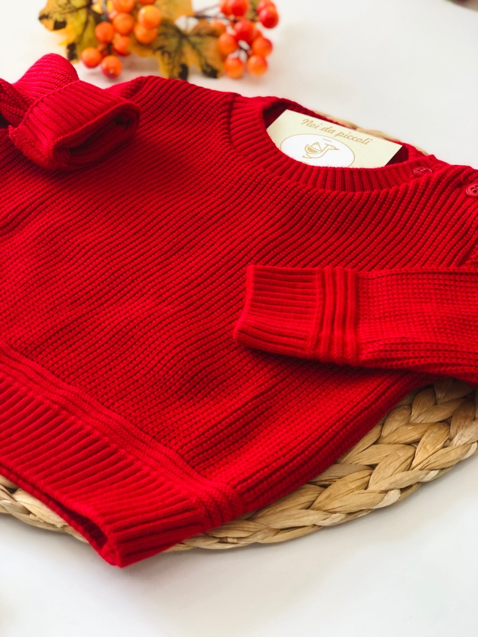 MAGLIONCINO GIROCOLLO MISTO LANA ROSSO - Noi da piccoli