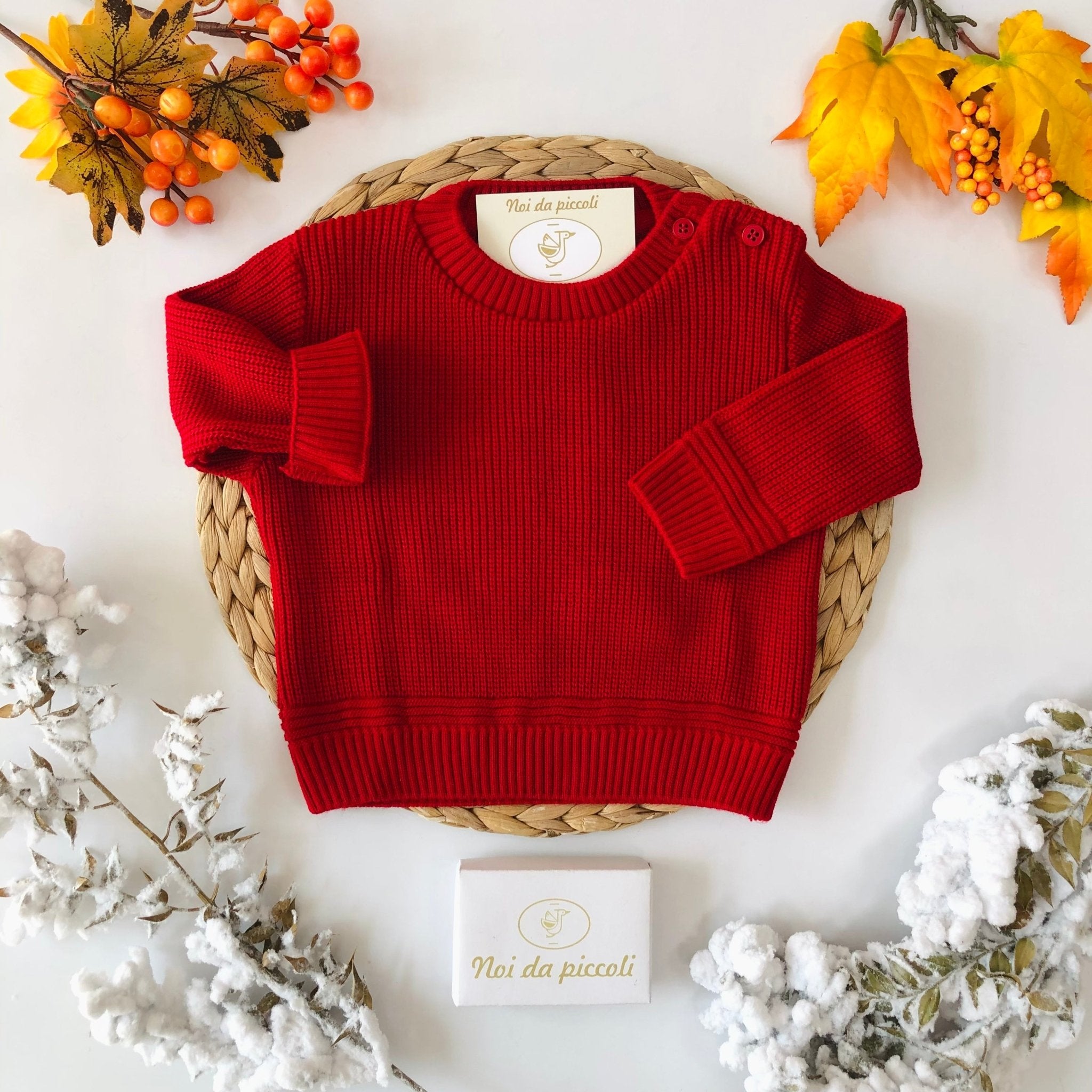 MAGLIONCINO GIROCOLLO MISTO LANA ROSSO - Noi da piccoli