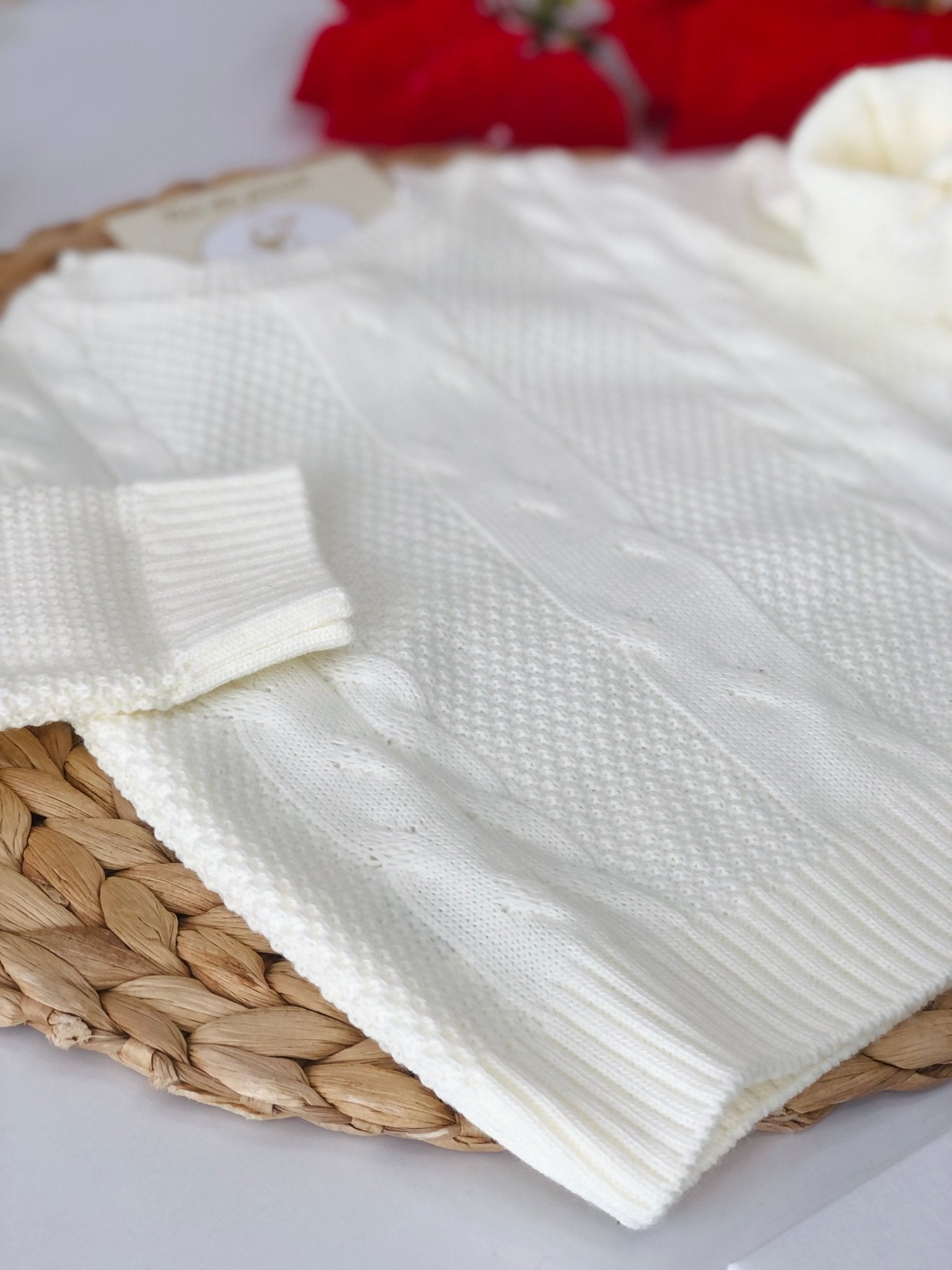 MAGLIONCINO GIROCOLLO PANNA TRECCE - Noi da piccoli