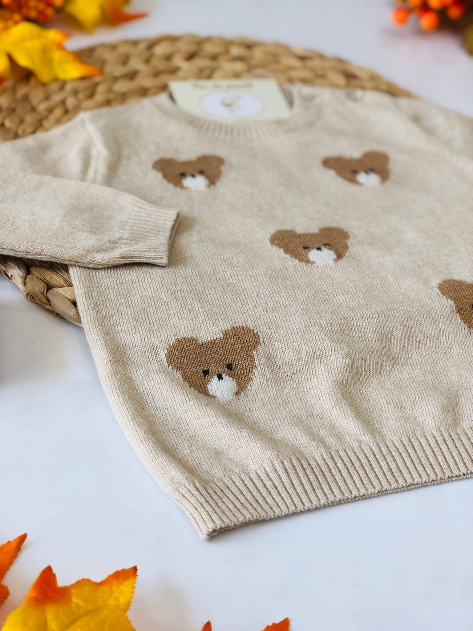 MAGLIONCINO IN LANA E CHASHEMIRE ORSETTO BIEGE - Noi da piccoli