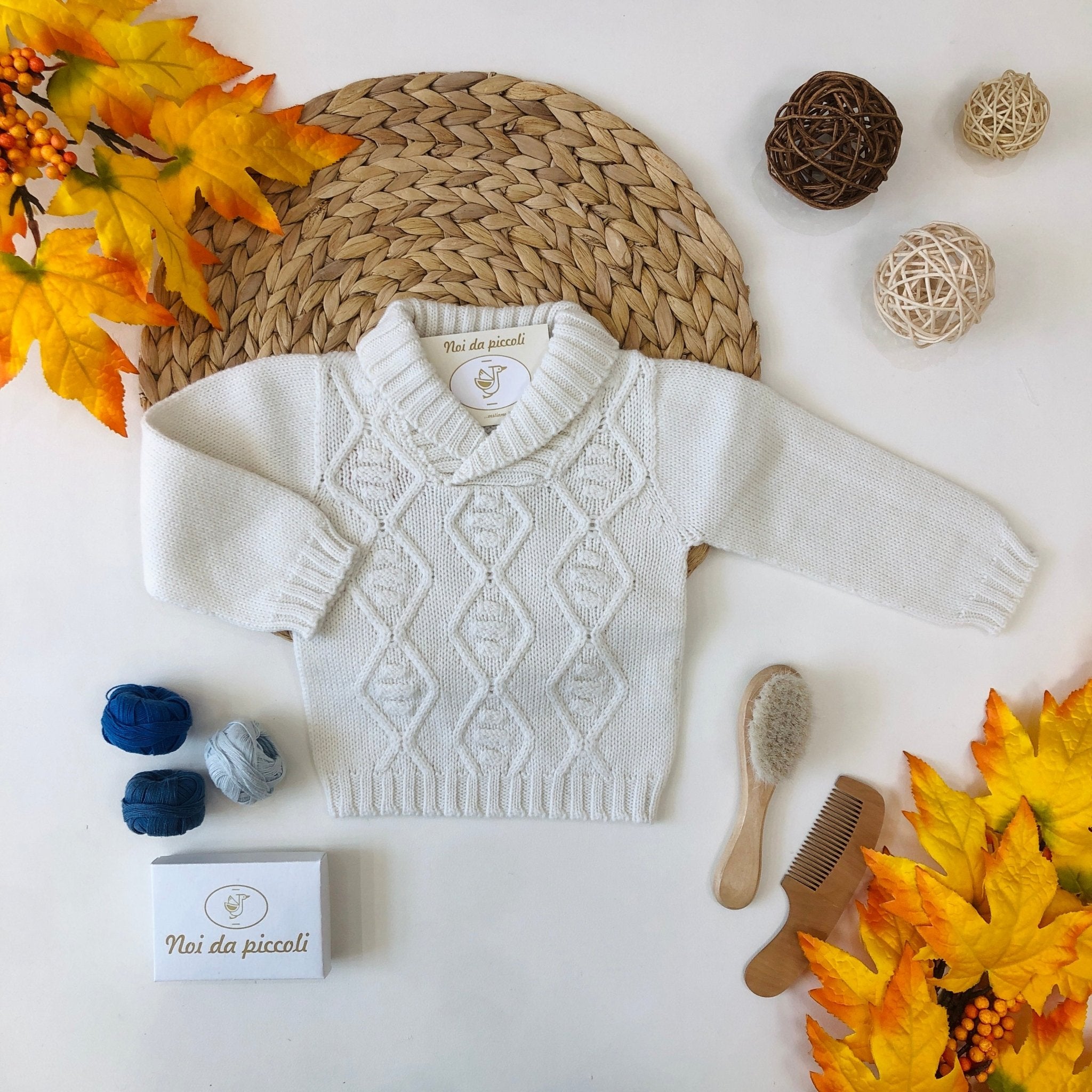 MAGLIONCINO LATTE COLLO RISVOLTO - Noi da piccoli