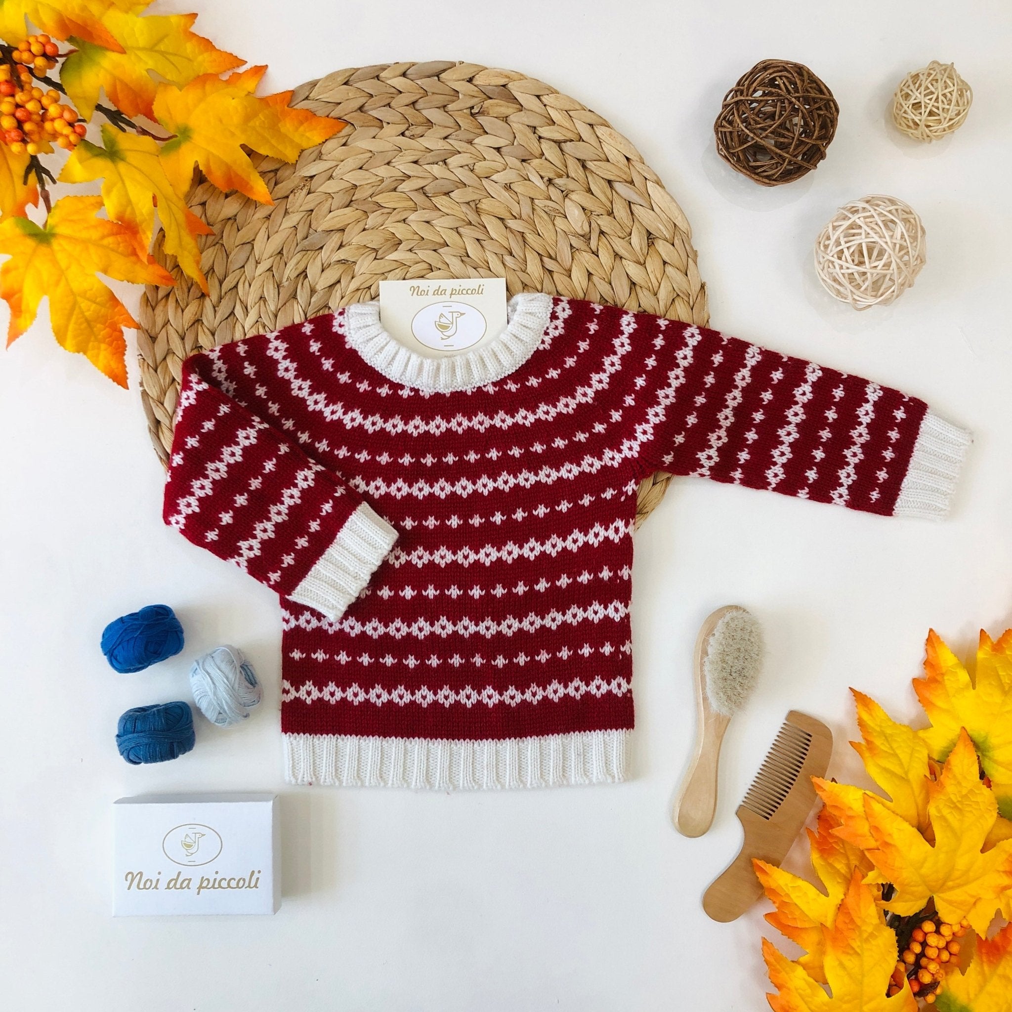 MAGLIONCINO ROSSO E BIANCO GIROCOLLO - Noi da piccoli
