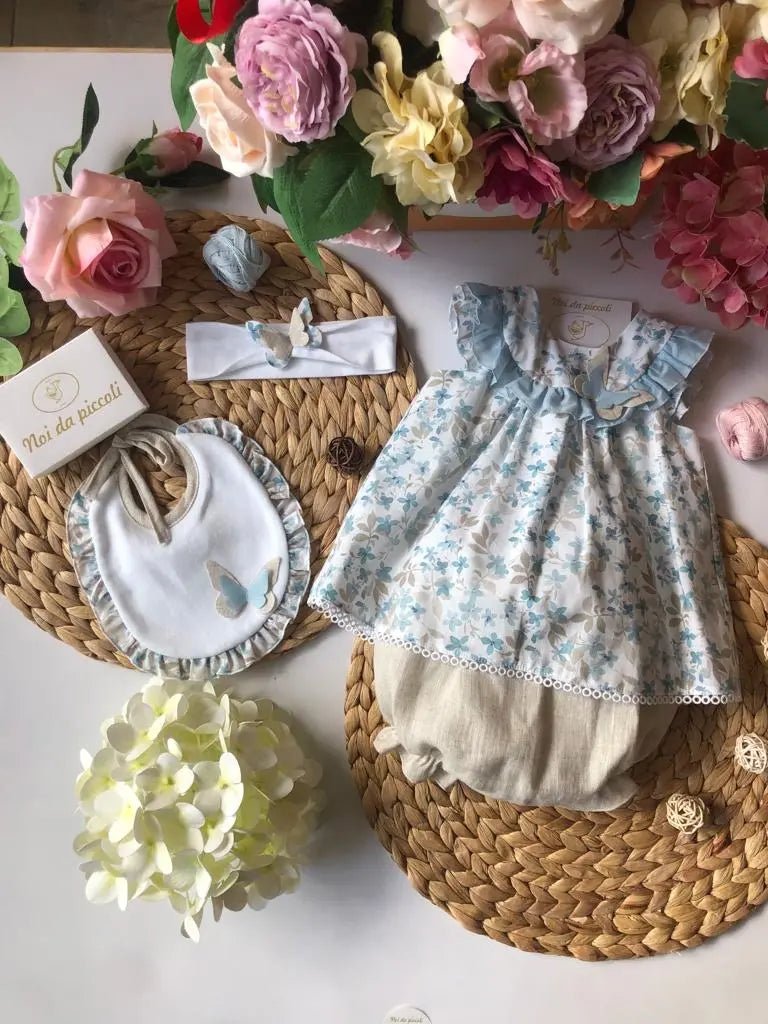 MINI ABITO CON CULOTTINA FARFALLA BEIGE - Noi da piccoli
