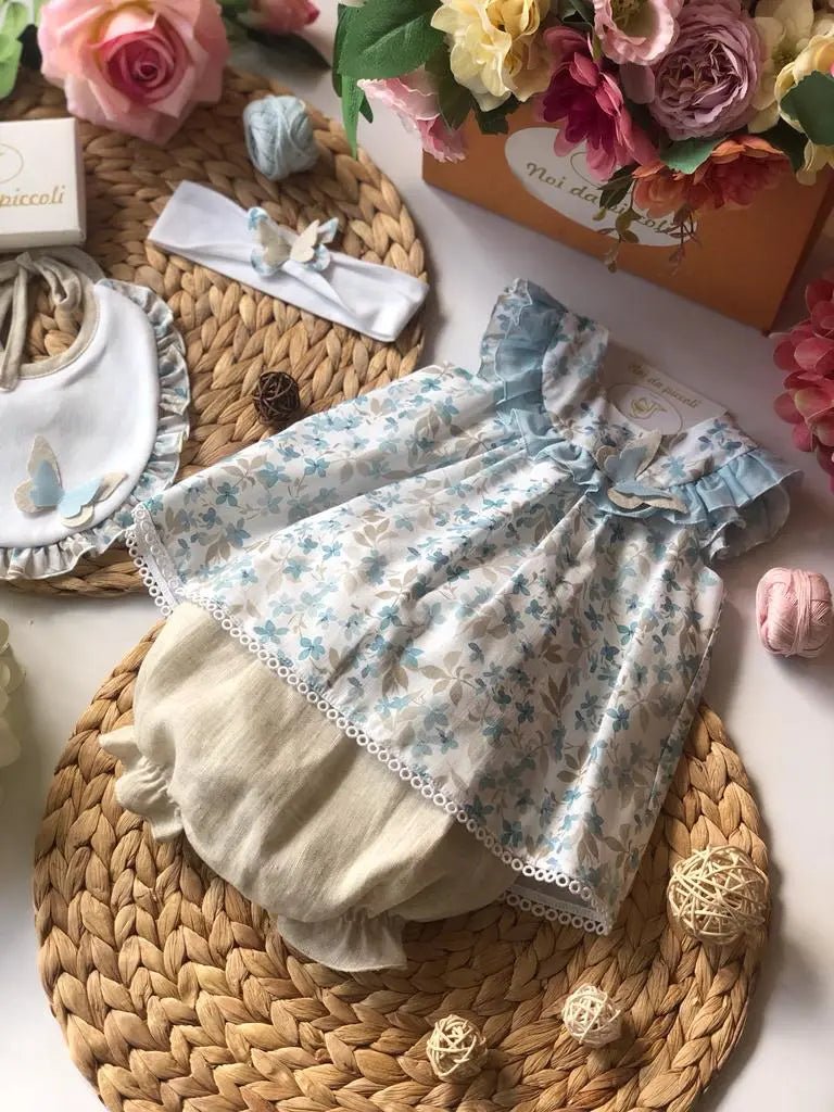 MINI ABITO CON CULOTTINA FARFALLA BEIGE - Noi da piccoli