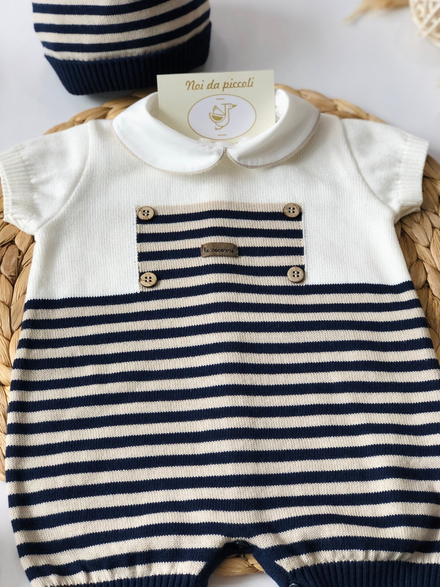 PAGLIACCETTO BEIGE E BLU CON SET PARURE - Noi da piccoli